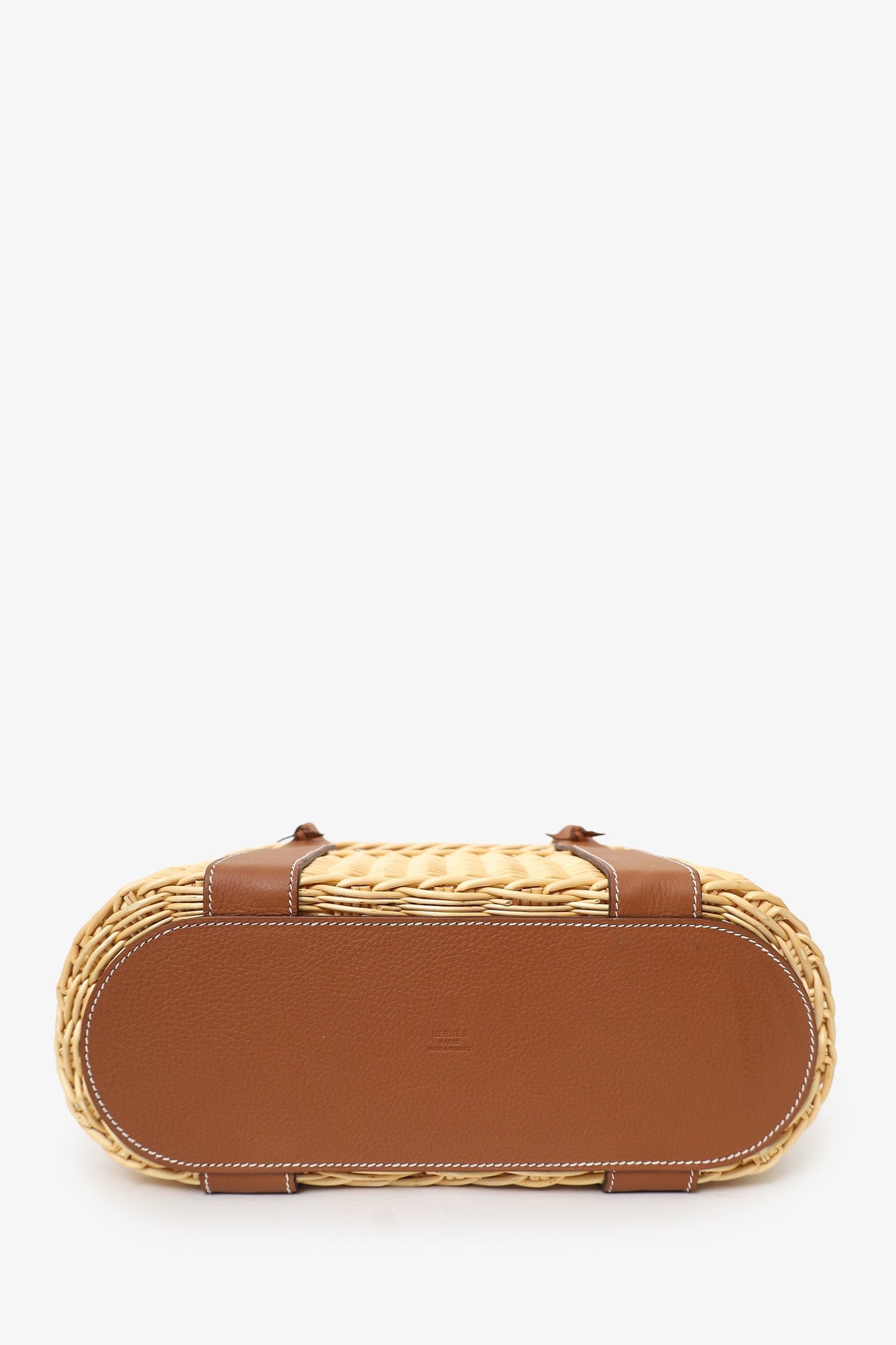 Hermès 2022 Beige/Brown Wicker/Taurillon Leather Park Bottle Basket