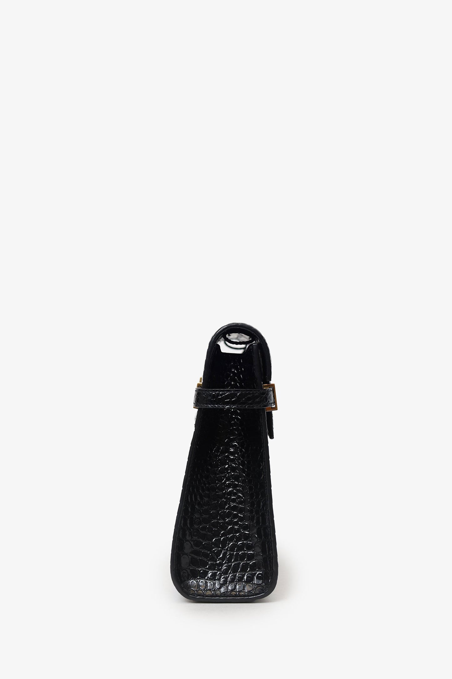 Saint Laurent Black Croc Embossed Manhattan Shoulder Bag