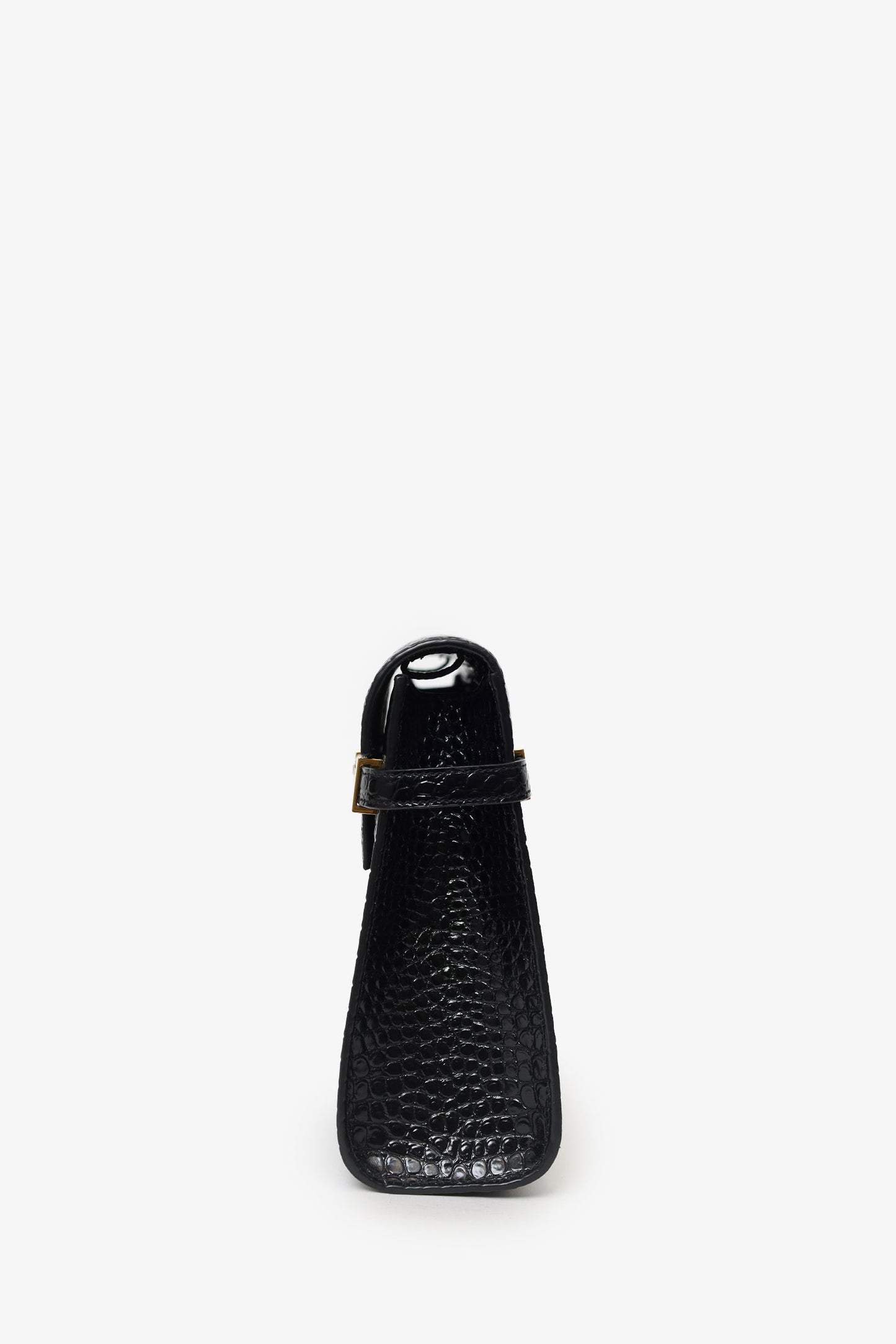 Saint Laurent Black Croc Embossed Manhattan Shoulder Bag