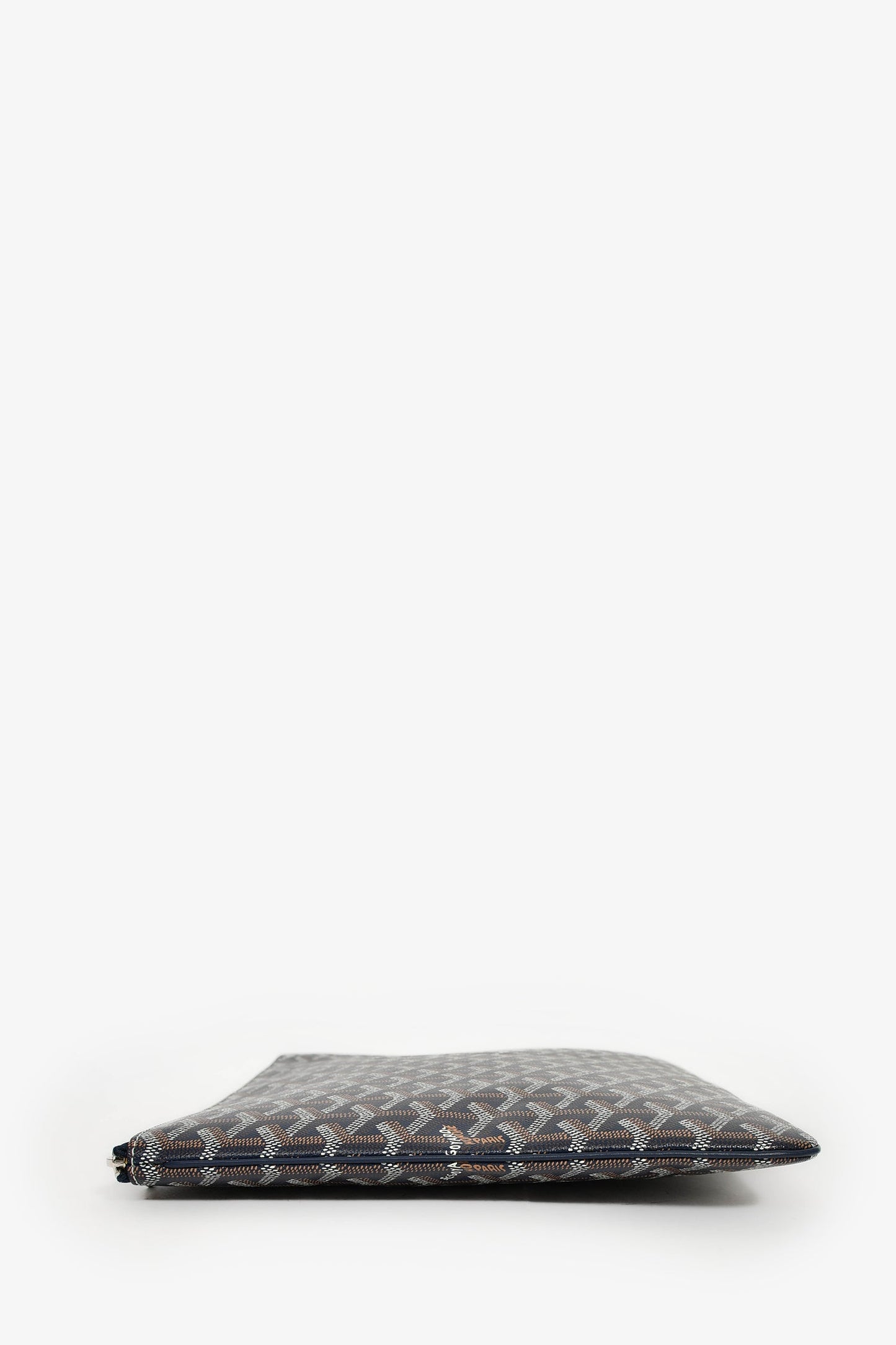 Goyard Navy Blue Goyardine Pochette Senat GM Zip Pouch