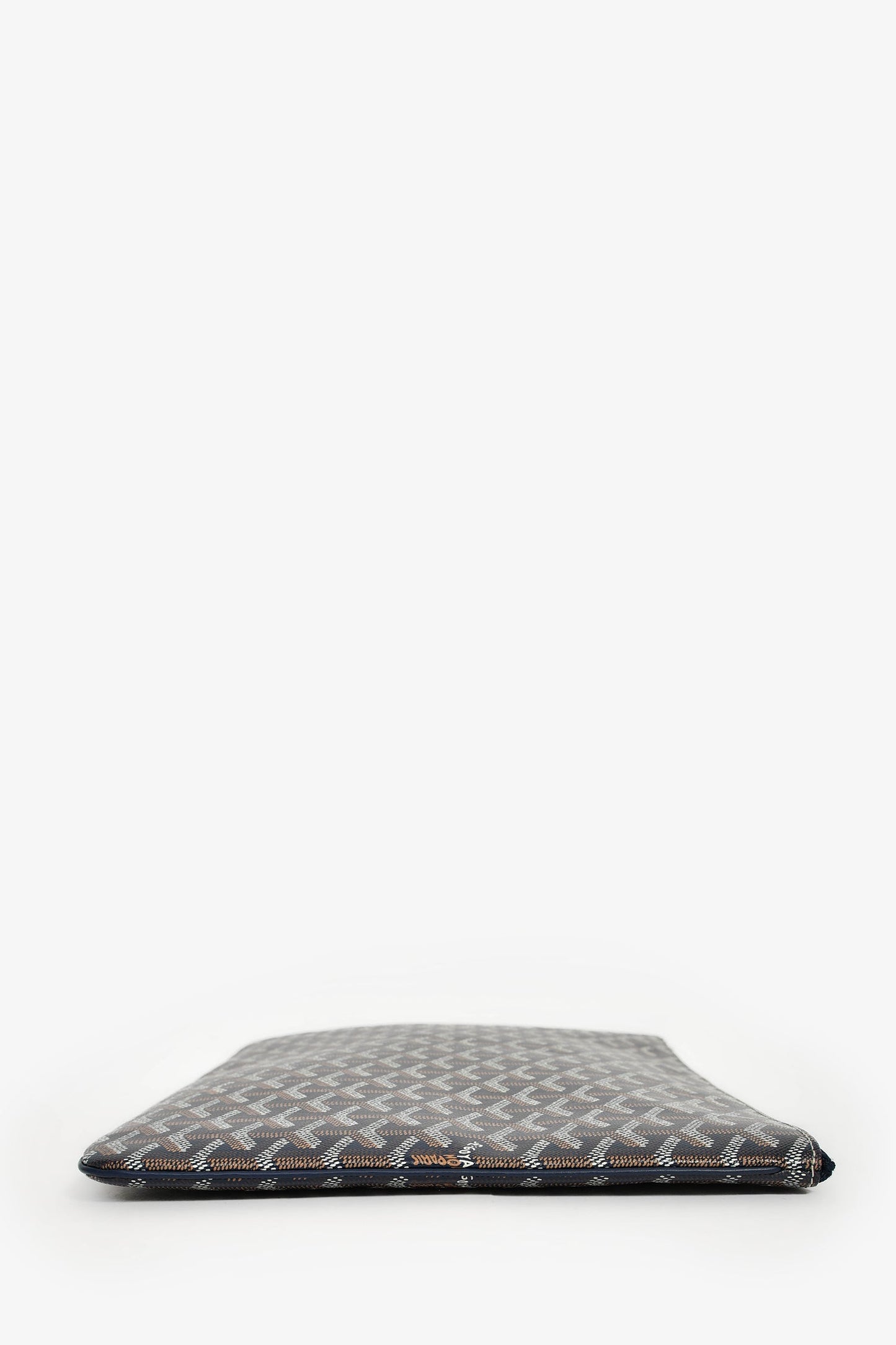 Goyard Navy Blue Goyardine Pochette Senat GM Zip Pouch
