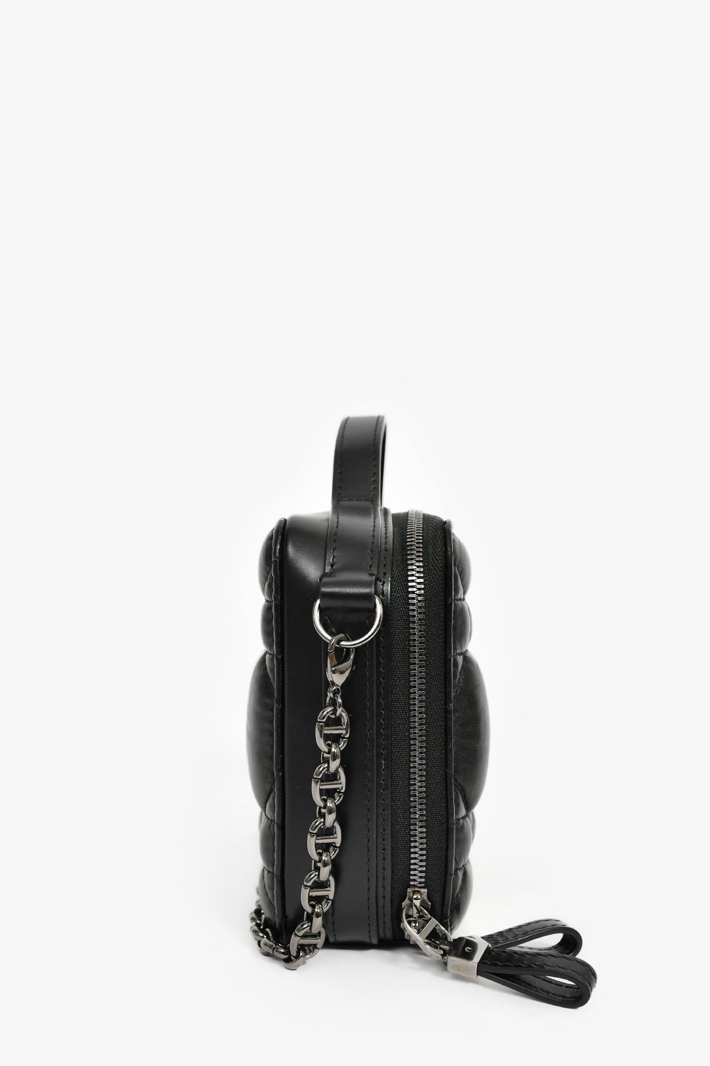 Christian Dior Black Puff Cannage Zip Around Chain 'Caro Box' Bag