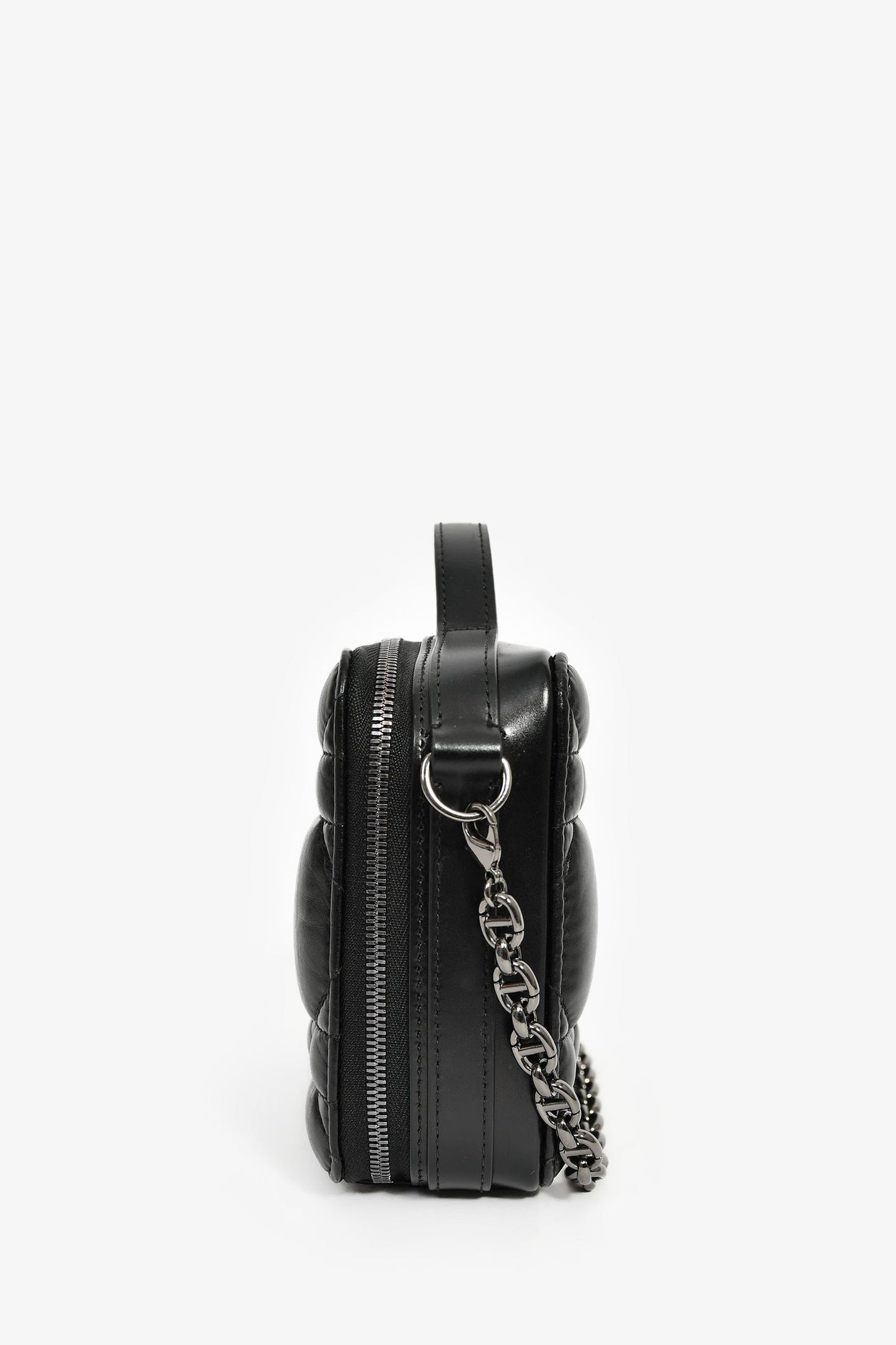 Christian Dior Black Puff Cannage Zip Around Chain 'Caro Box' Bag