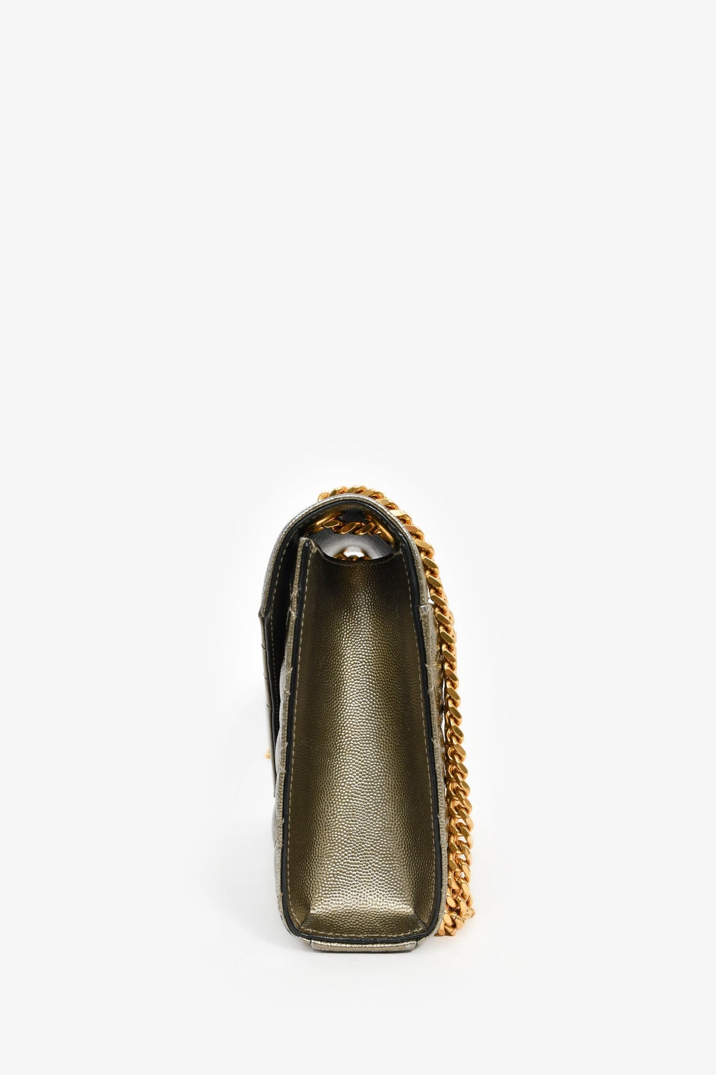 Saint Laurent Gunmetal Tri-Quilted Leather Envelope Chain Shoulder Bag