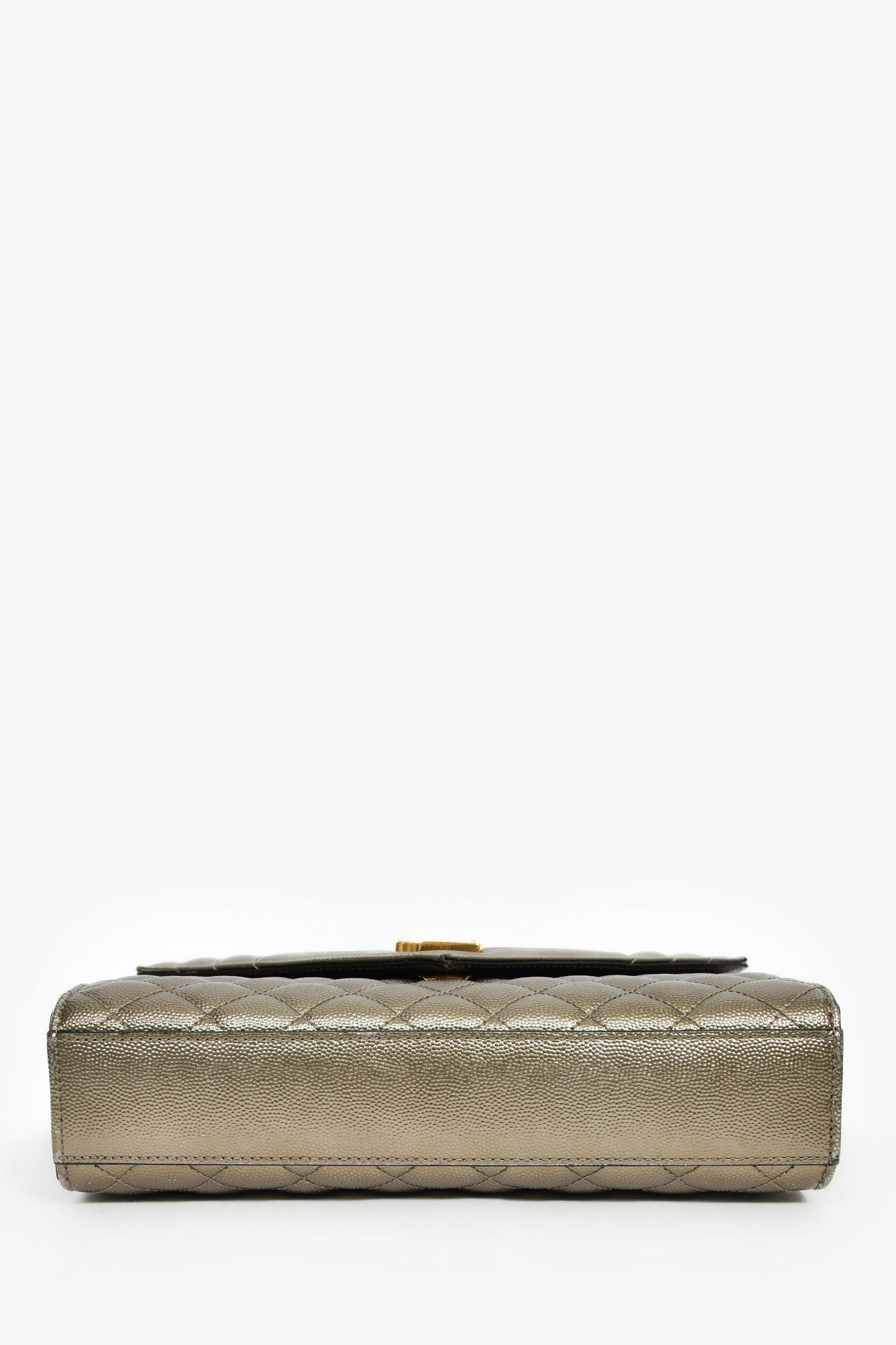 Saint Laurent Gunmetal Tri-Quilted Leather Envelope Chain Shoulder Bag