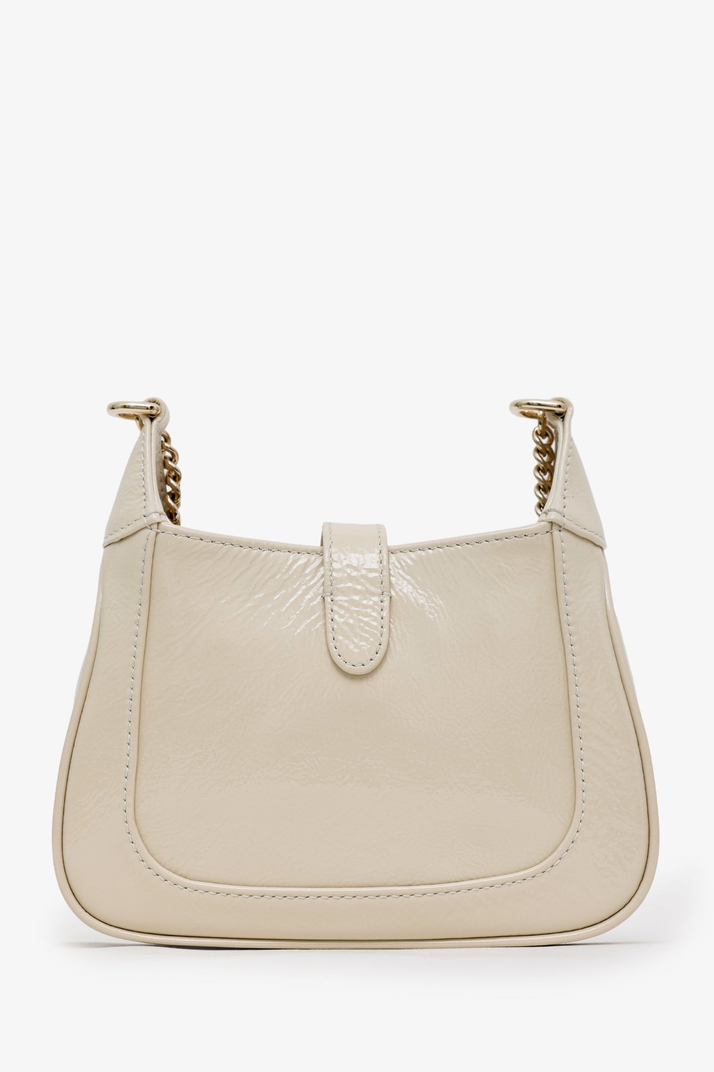 Gucci Ivory Patent Leather Mini Jackie Notte Chain Bag