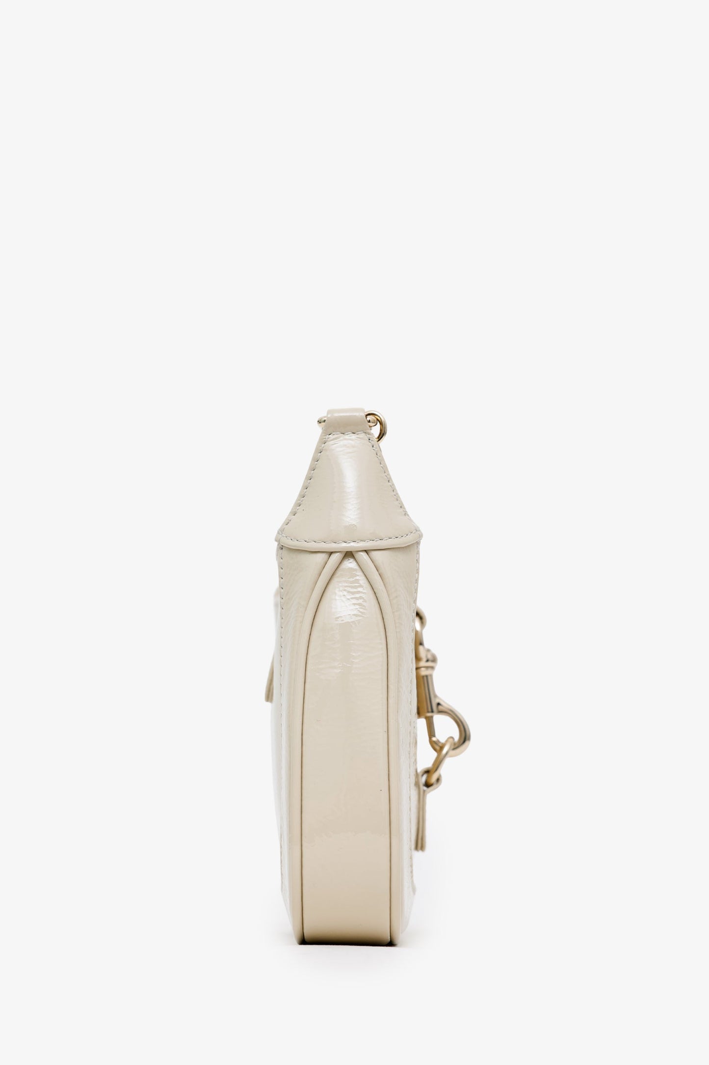 Gucci Ivory Patent Leather Mini Jackie Notte Chain Bag