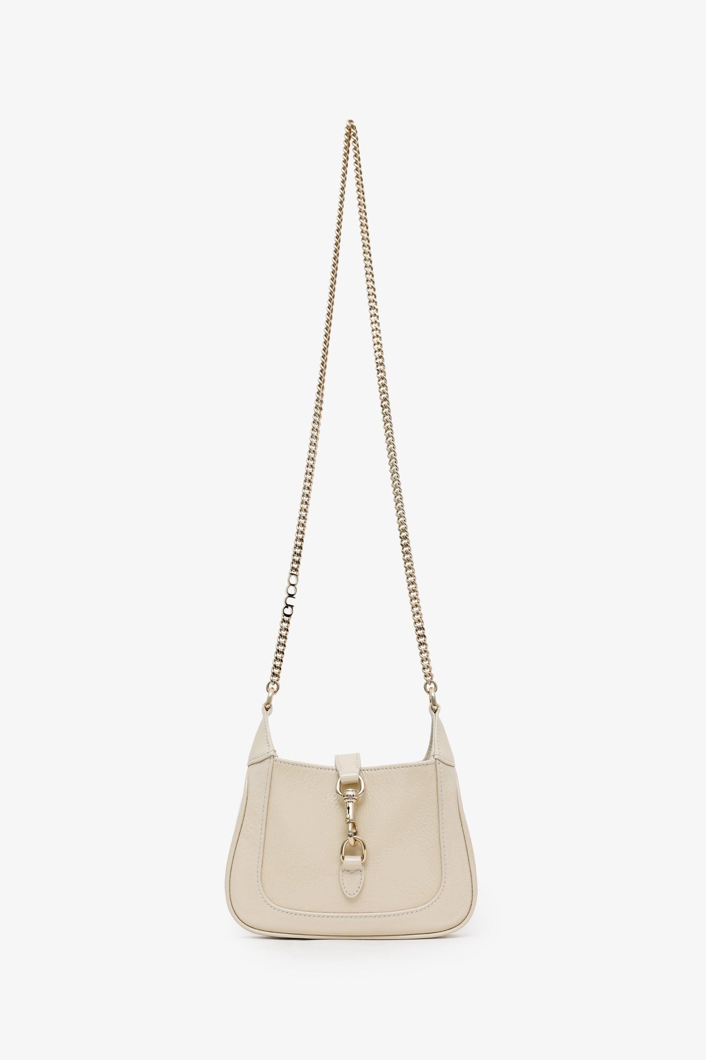 Gucci Ivory Patent Leather Mini Jackie Notte Chain Bag