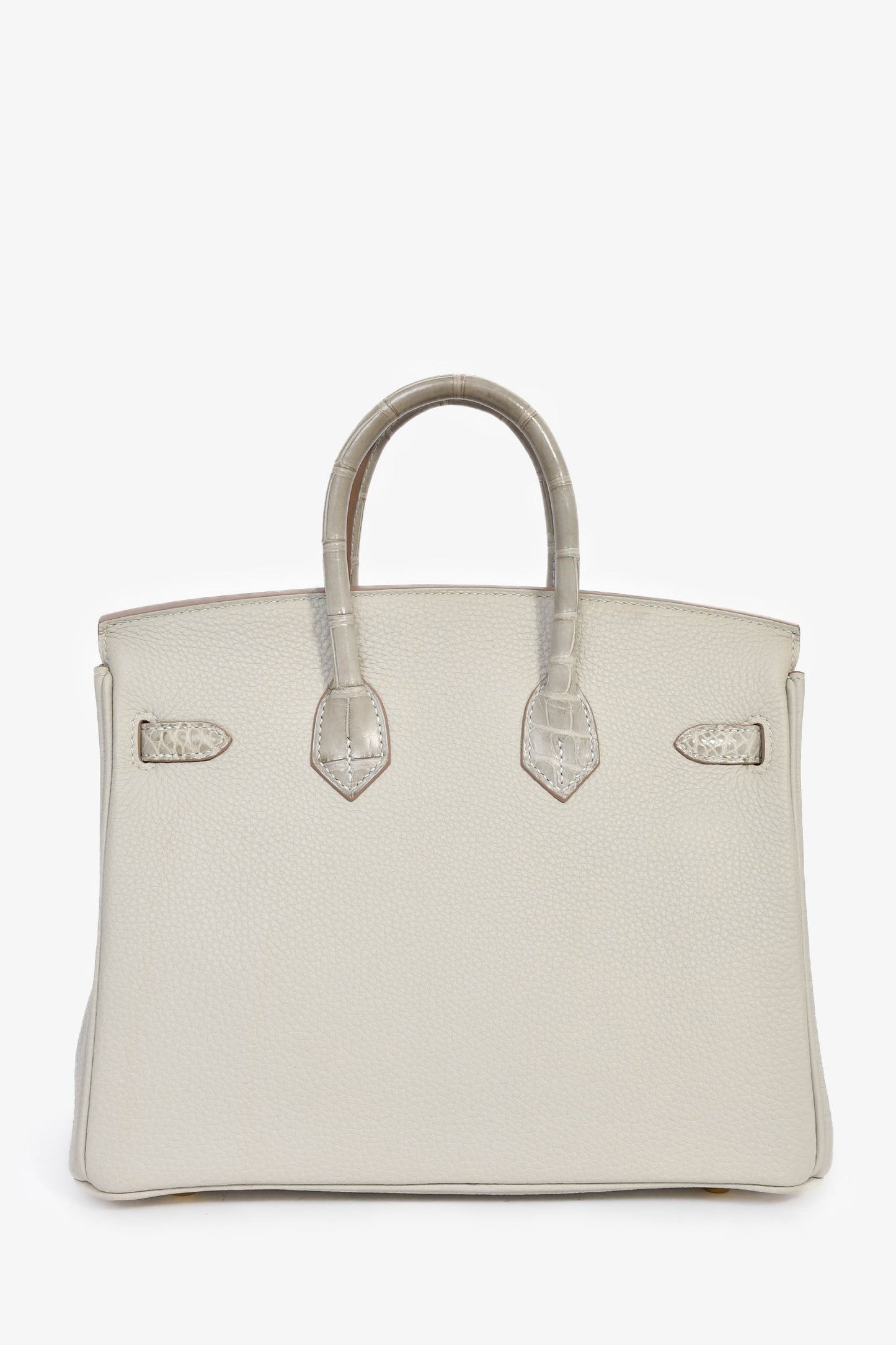 Hermès 2023 Pearl Grey Clemence/Alligator Birkin 25