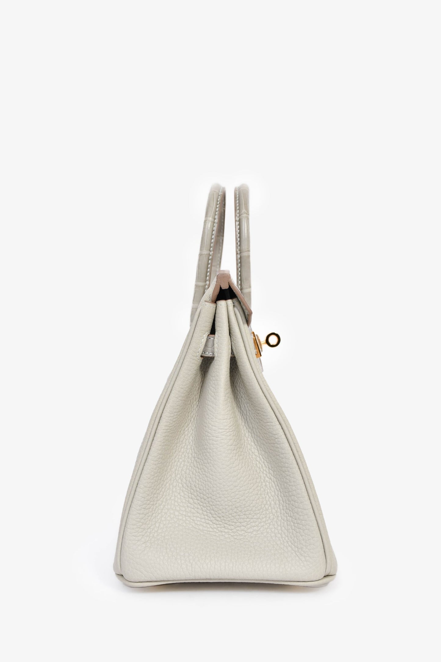 Hermès 2023 Pearl Grey Clemence/Alligator Birkin 25