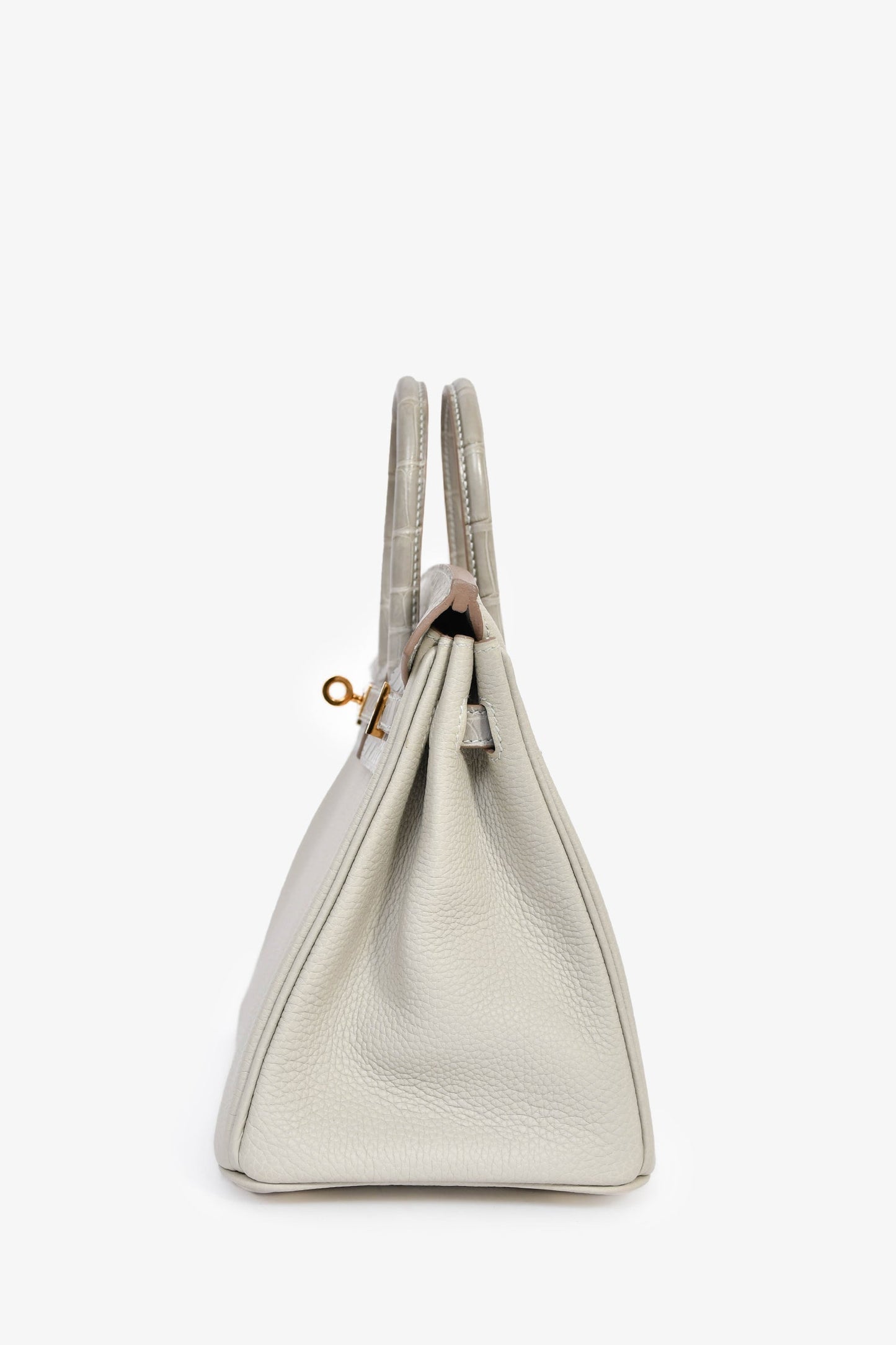 Hermès 2023 Pearl Grey Clemence/Alligator Birkin 25