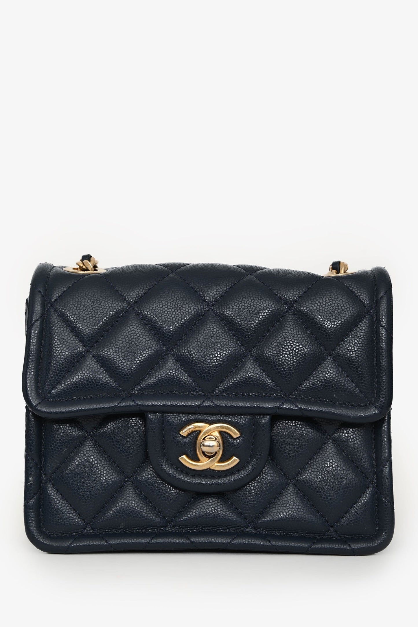 Chanel™ 2021 Navy Quilted Caviar Mini Sweet Classic Flap Bag