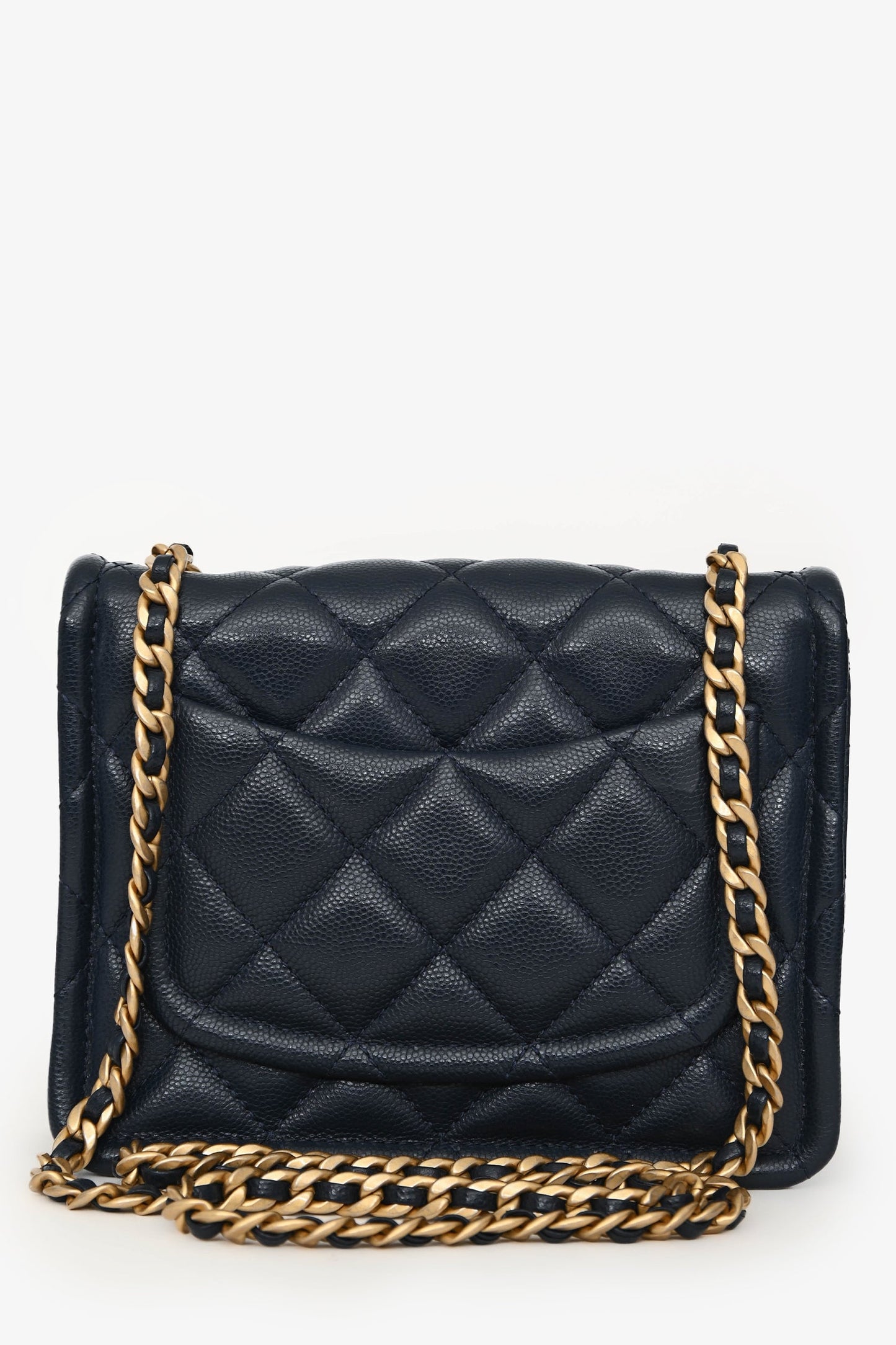 Chanel™ 2021 Navy Quilted Caviar Mini Sweet Classic Flap Bag