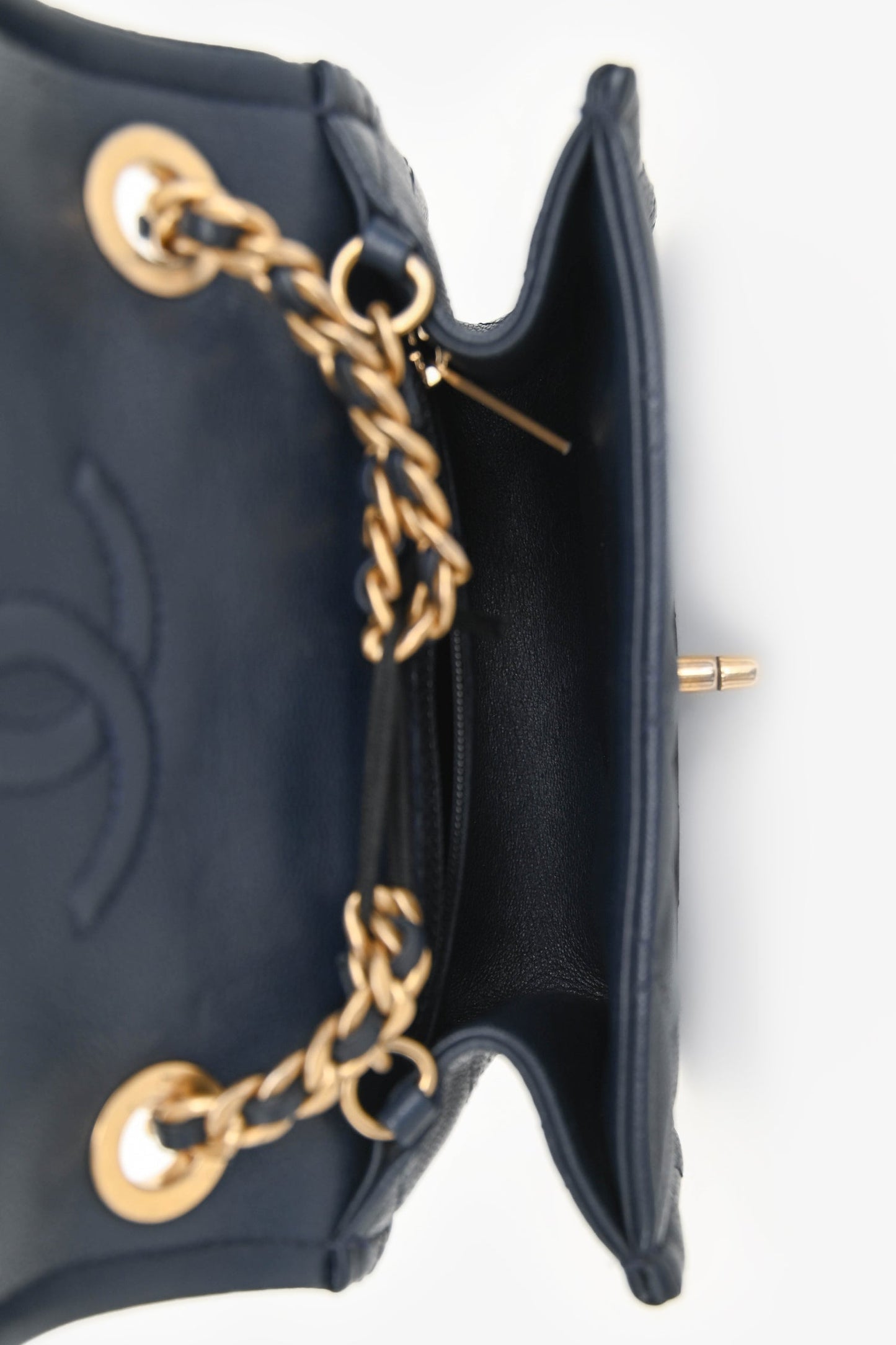 Chanel™ 2021 Navy Quilted Caviar Mini Sweet Classic Flap Bag