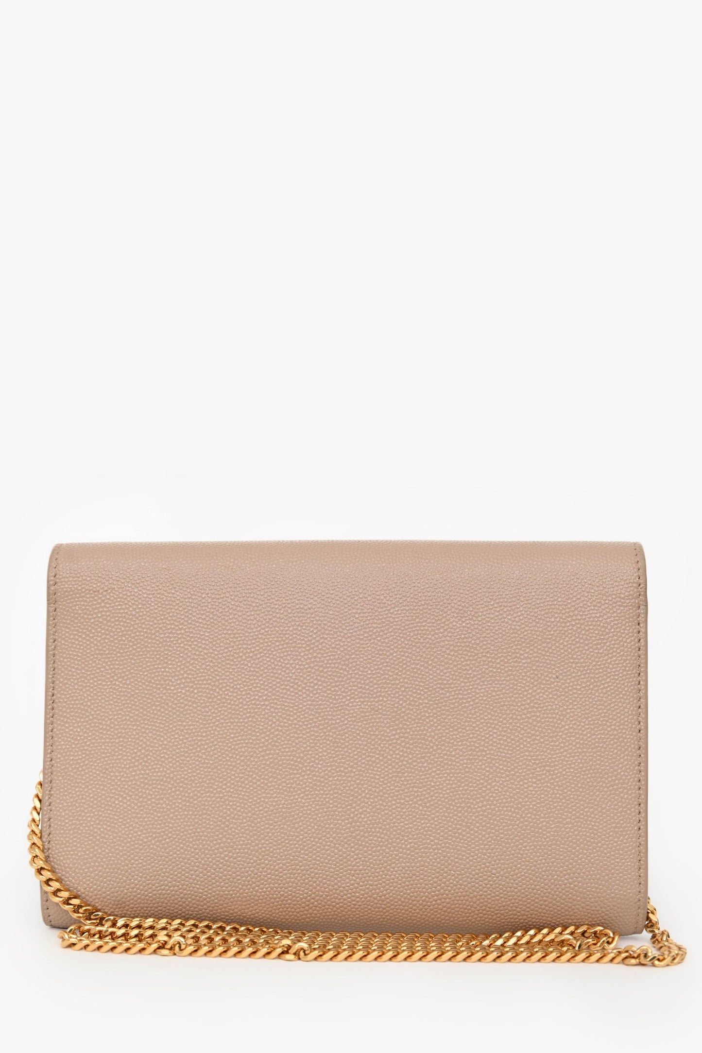 Saint Laurent 2021 Beige Grain De Poudre Leather Uptown Chain Wallet