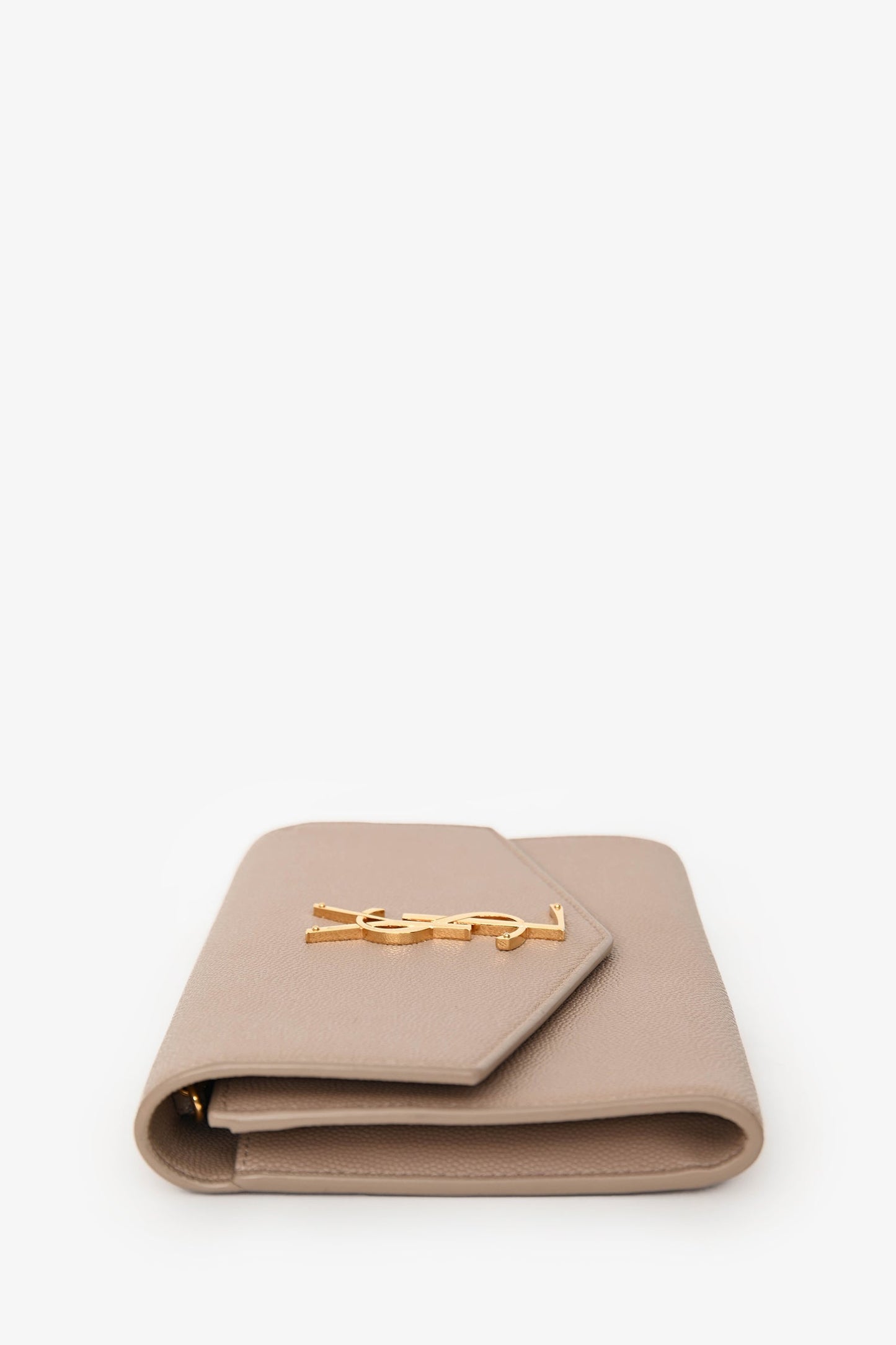 Saint Laurent 2021 Beige Grain De Poudre Leather Uptown Chain Wallet