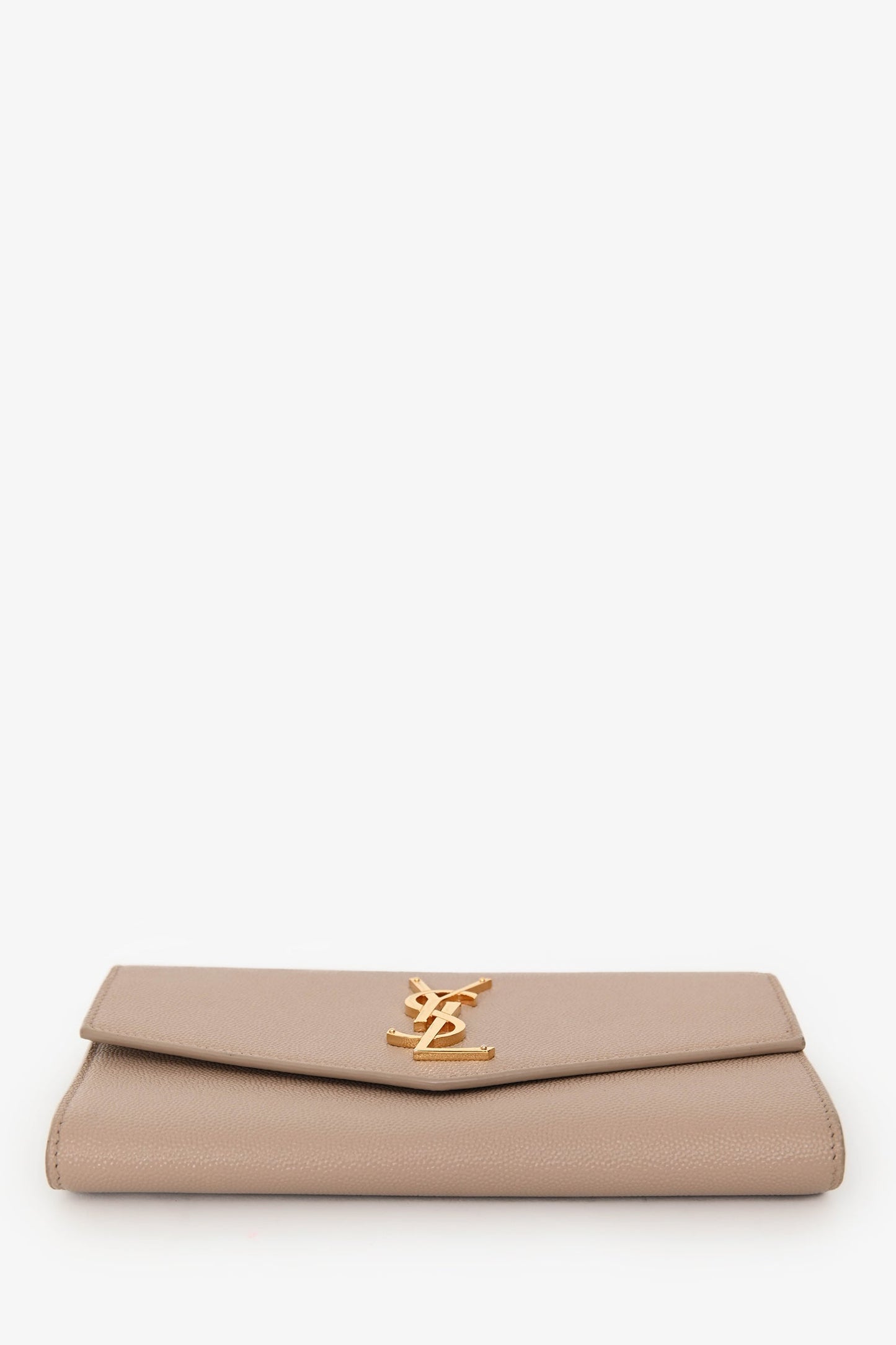 Saint Laurent 2021 Beige Grain De Poudre Leather Uptown Chain Wallet