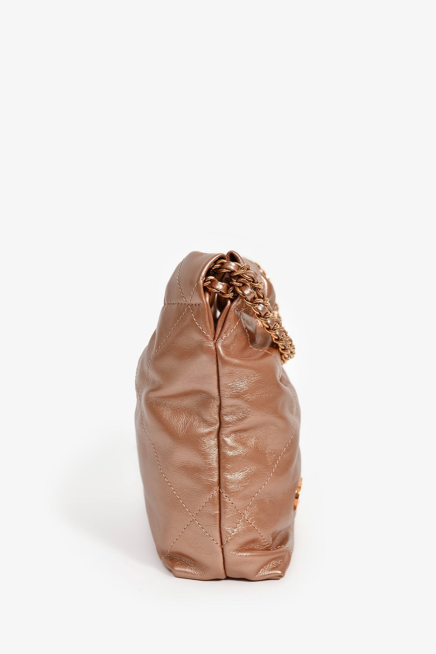 Chanel™ 2021+ Rose Metallic Quilted Calfskin Mini Chanel 22 Hobo Bag