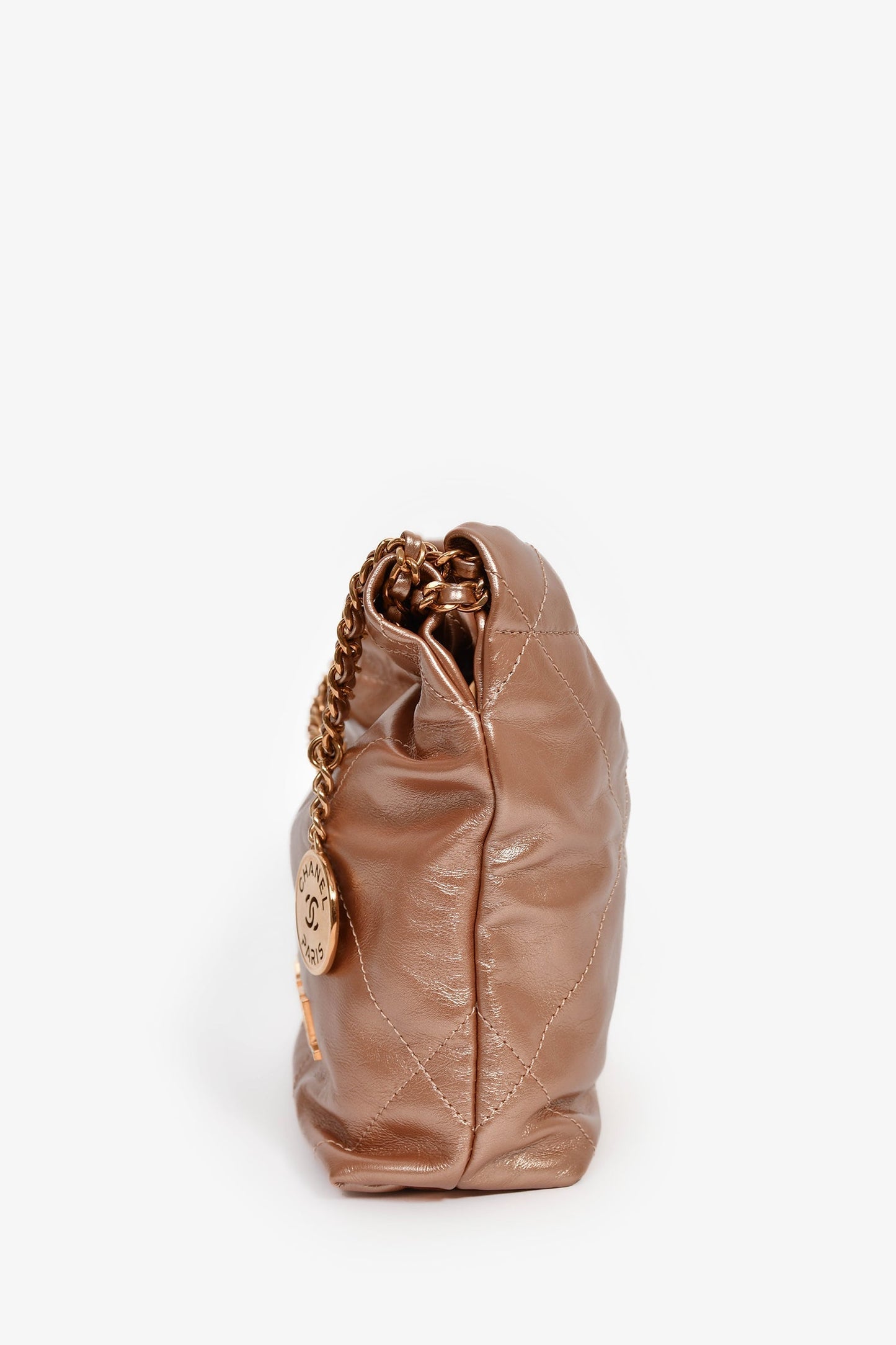 Chanel™ 2021+ Rose Metallic Quilted Calfskin Mini Chanel 22 Hobo Bag