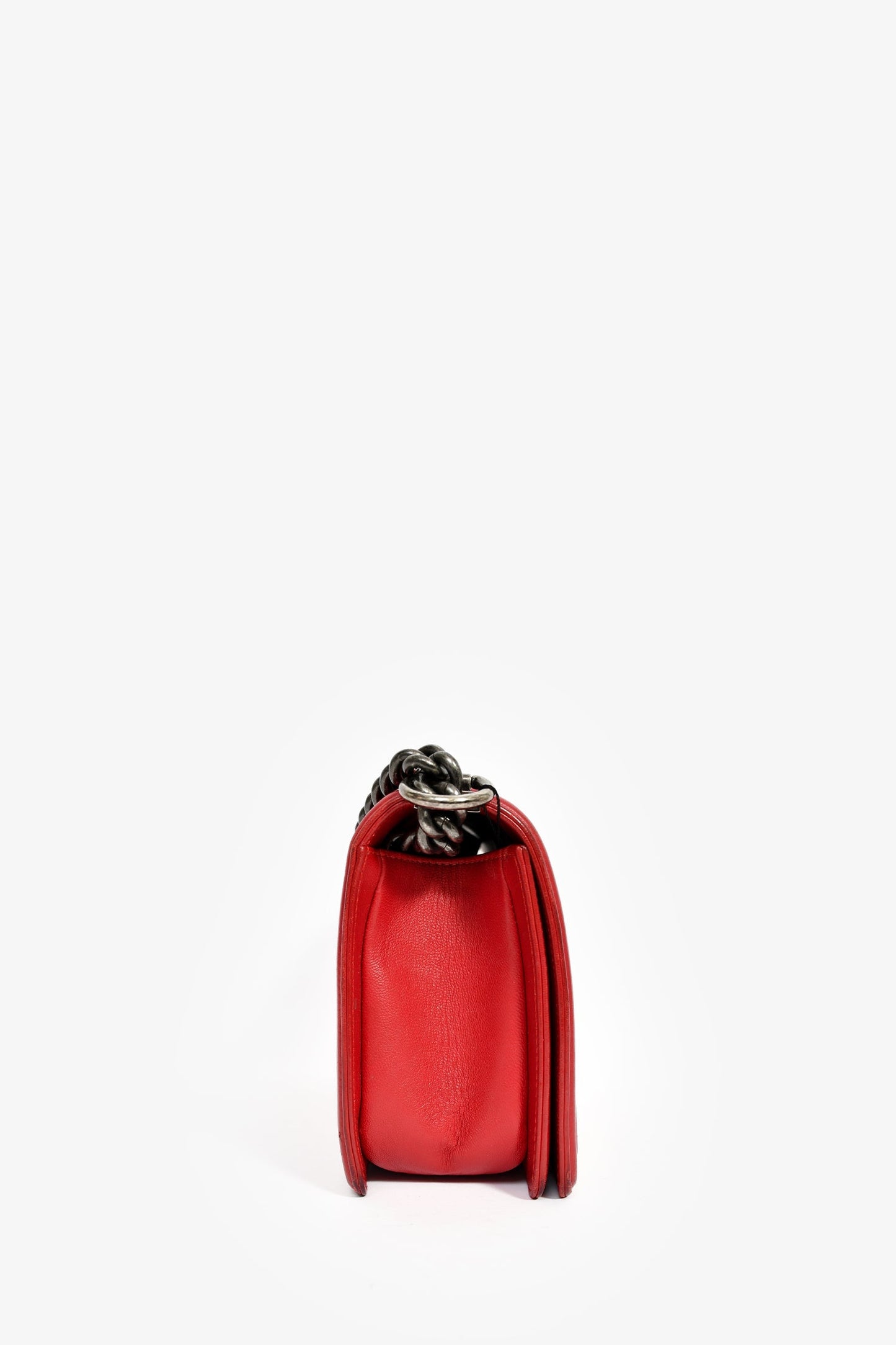 Pre-Chanel™ 2015-16 Red Leather/Tweed Medium Boy Bag