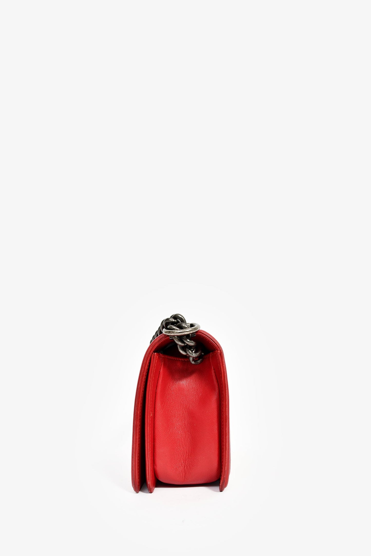 Pre-Chanel™ 2015-16 Red Leather/Tweed Medium Boy Bag