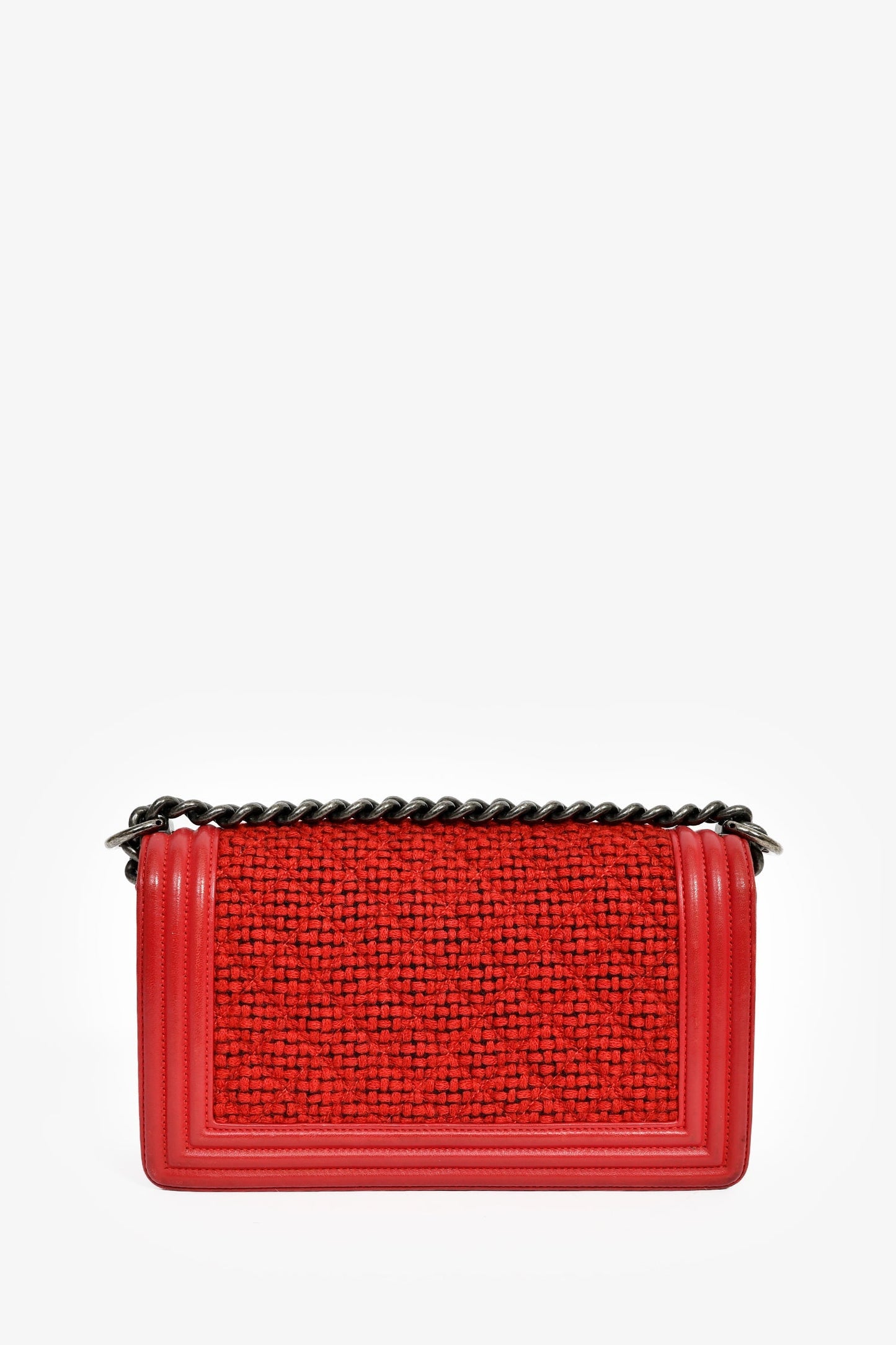 Pre-Chanel™ 2015-16 Red Leather/Tweed Medium Boy Bag