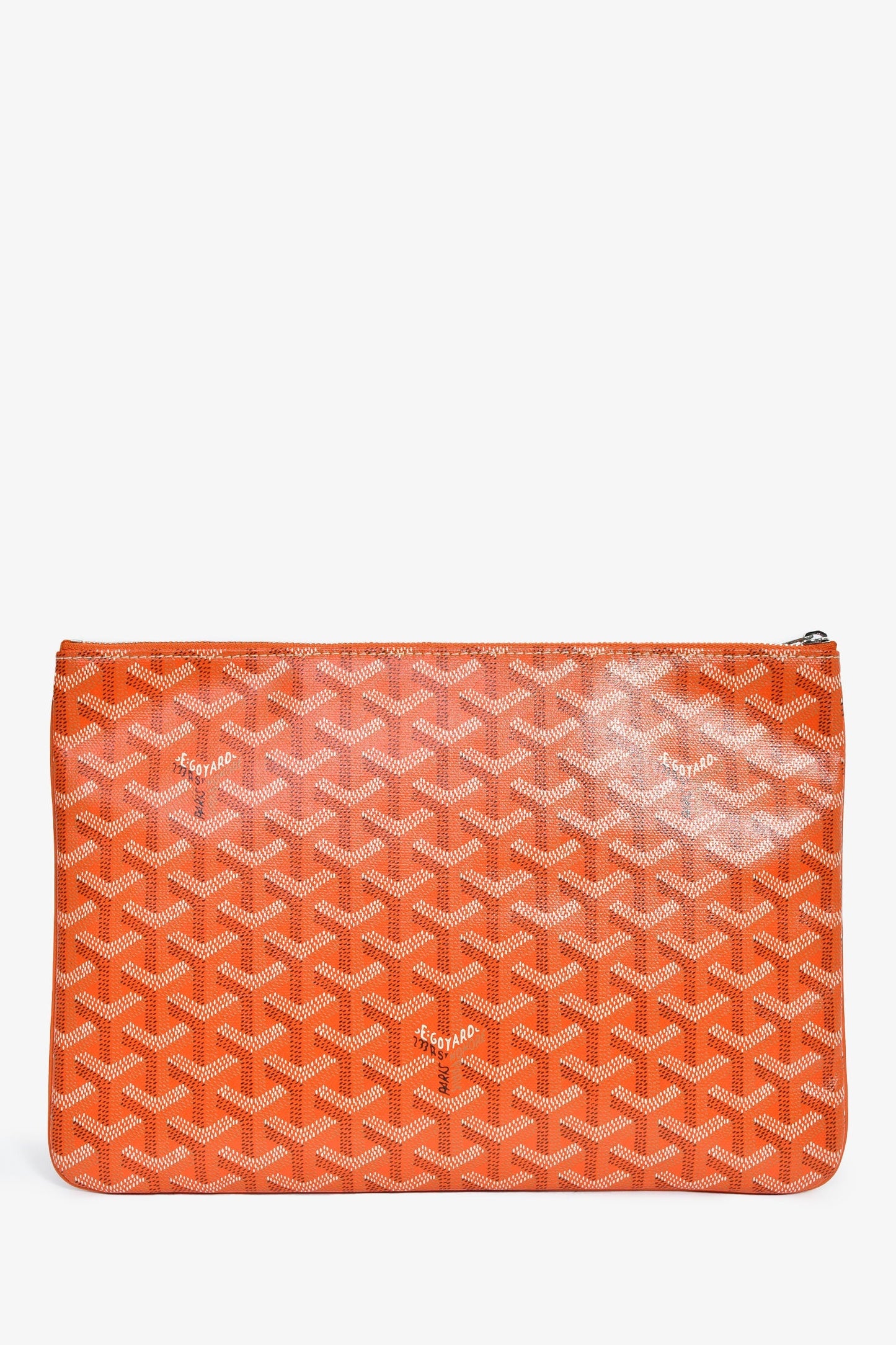 Goyard Orange Goyardine Zip Senat Pouch MM
