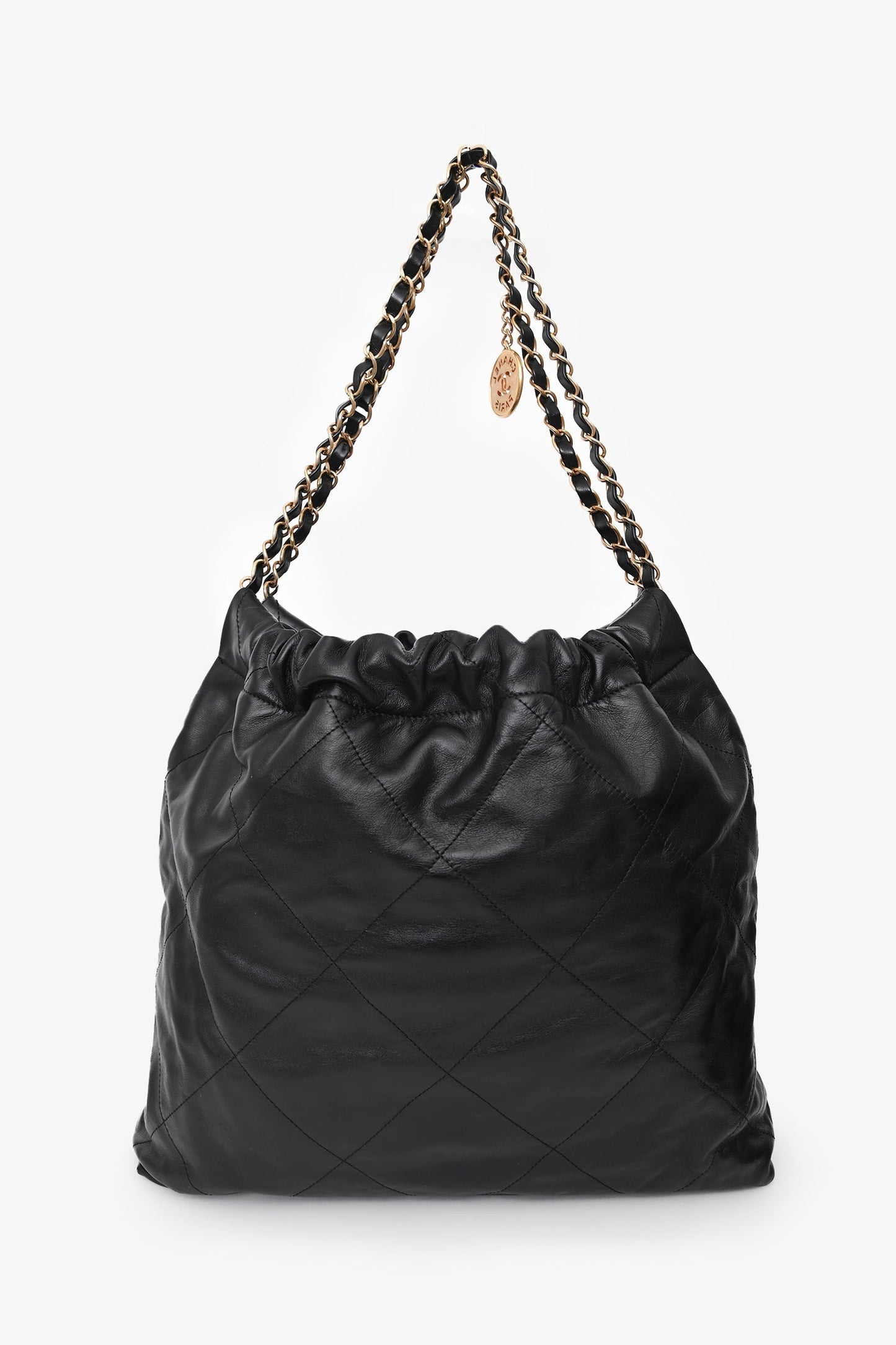 Chanel™ Black Lambskin Leather 22 Small Hobo Shoulder Bag GHW