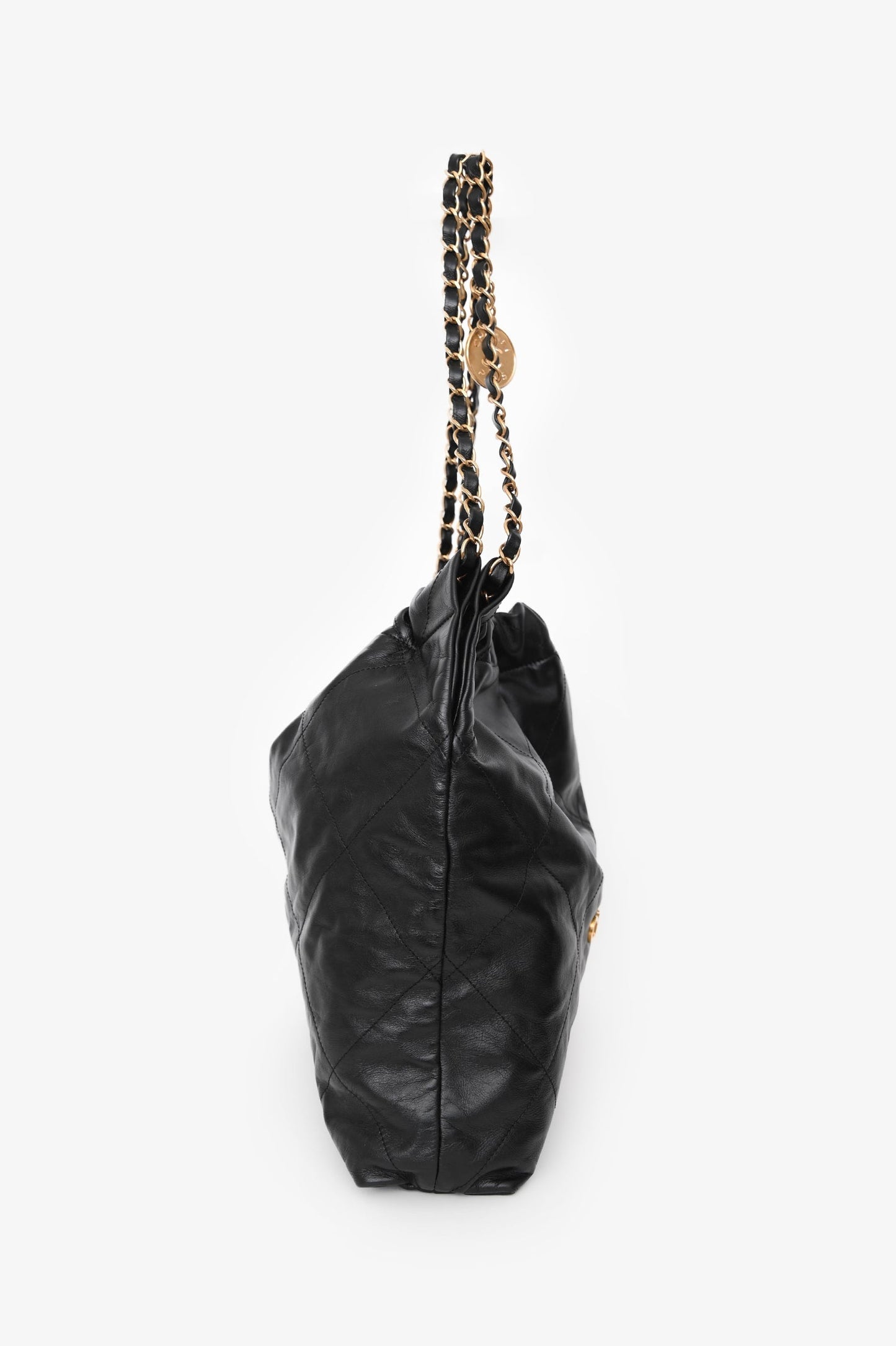 Chanel™ Black Lambskin Leather 22 Small Hobo Shoulder Bag GHW