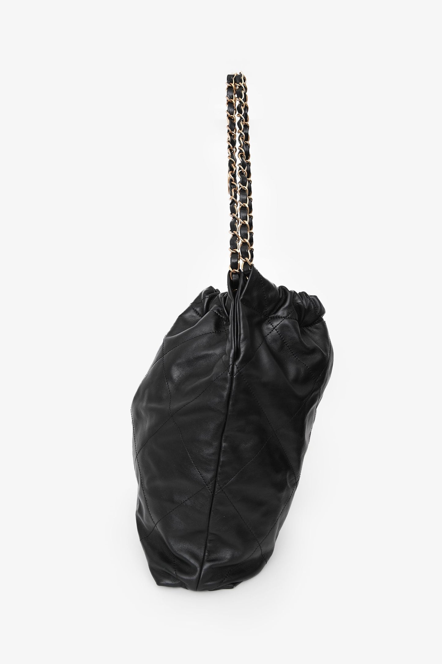 Chanel™ Black Lambskin Leather 22 Small Hobo Shoulder Bag GHW