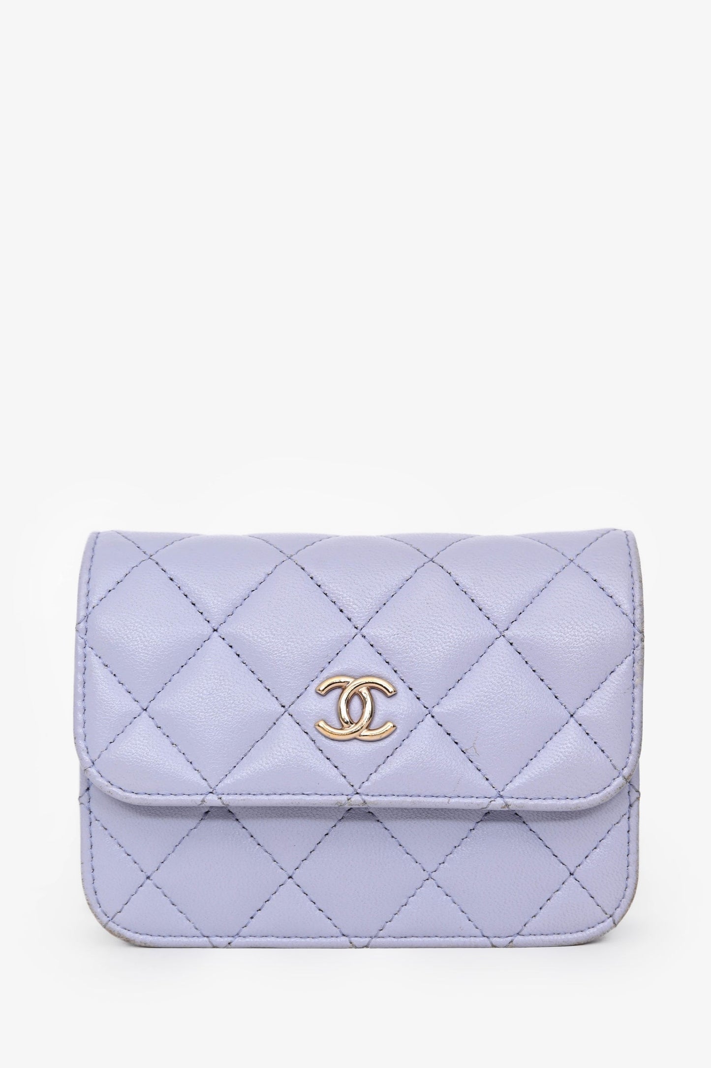 Chanel™ 2021 Purple Lambskin Leather Mini Flap Crossbody Bag