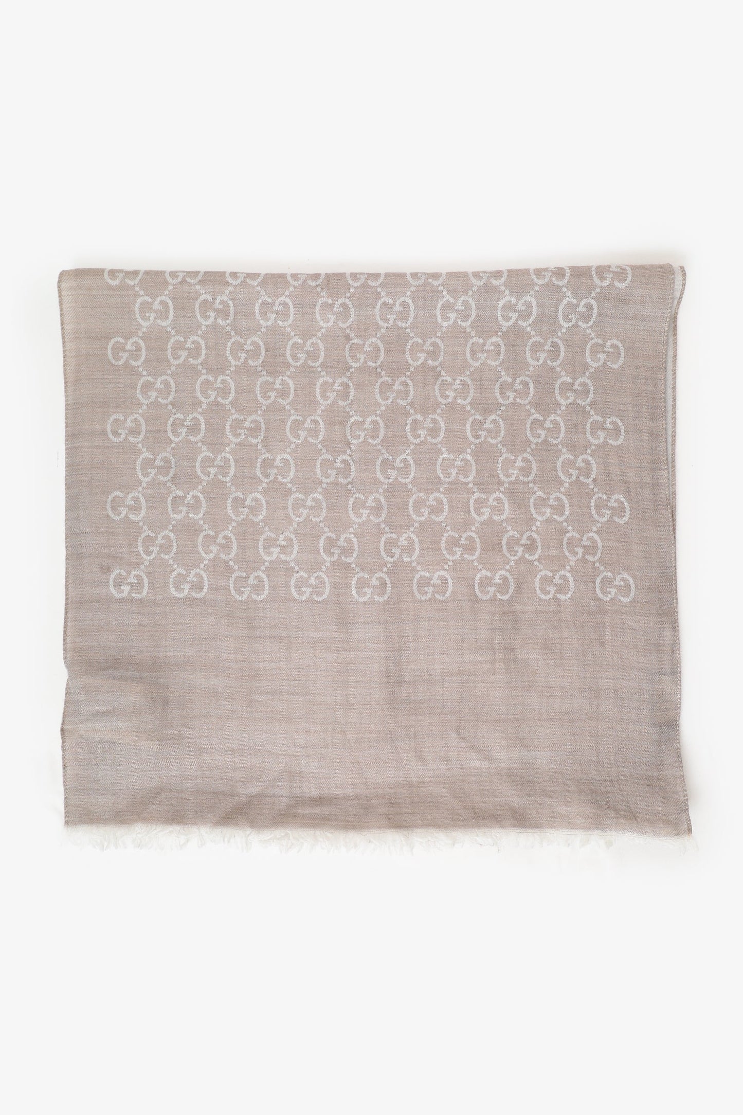 Gucci Taupe 'GG' Monogram Scarf