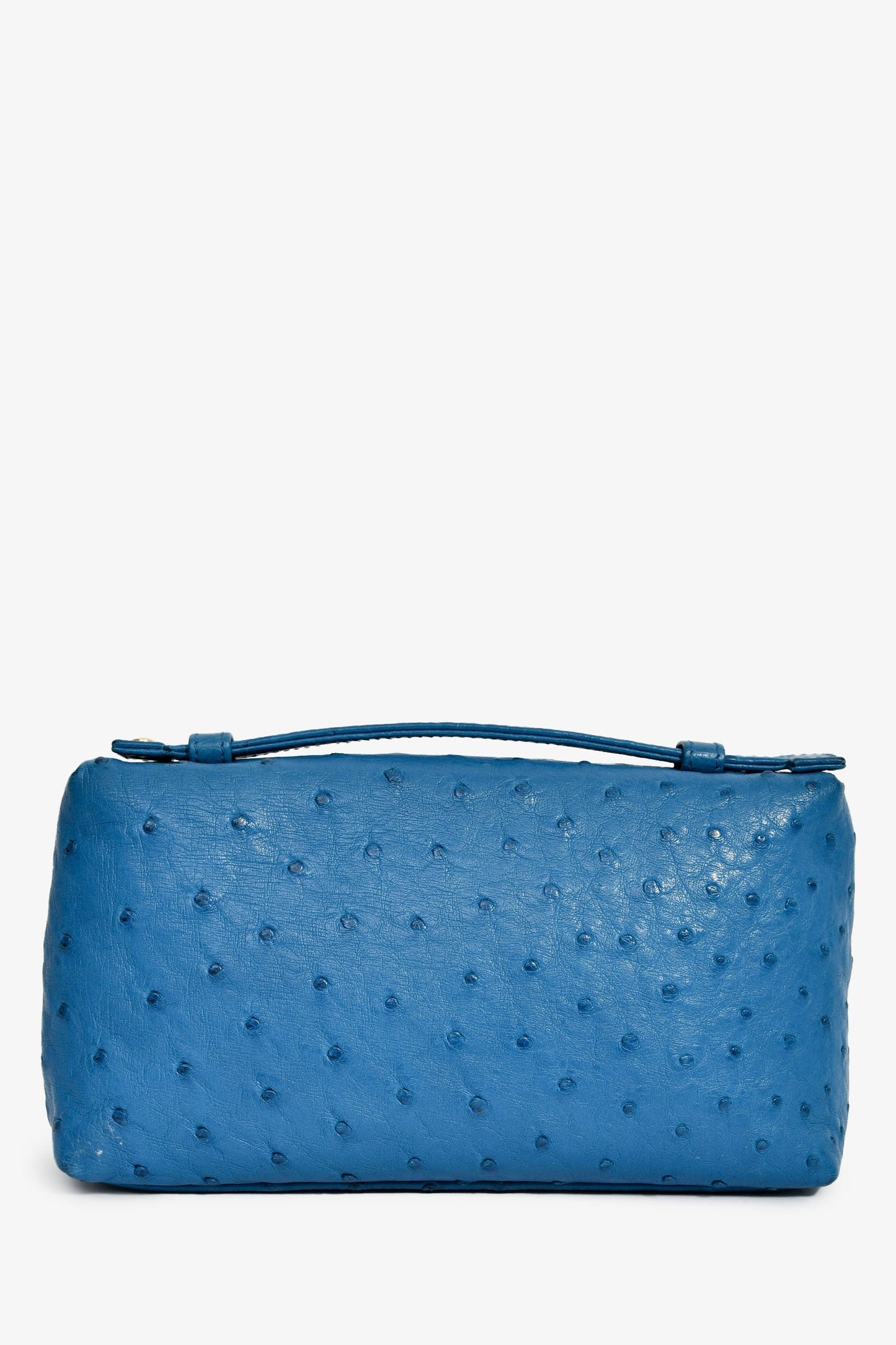 Loro Piana Blue Ostrich Leather L19 Top Handle Bag
