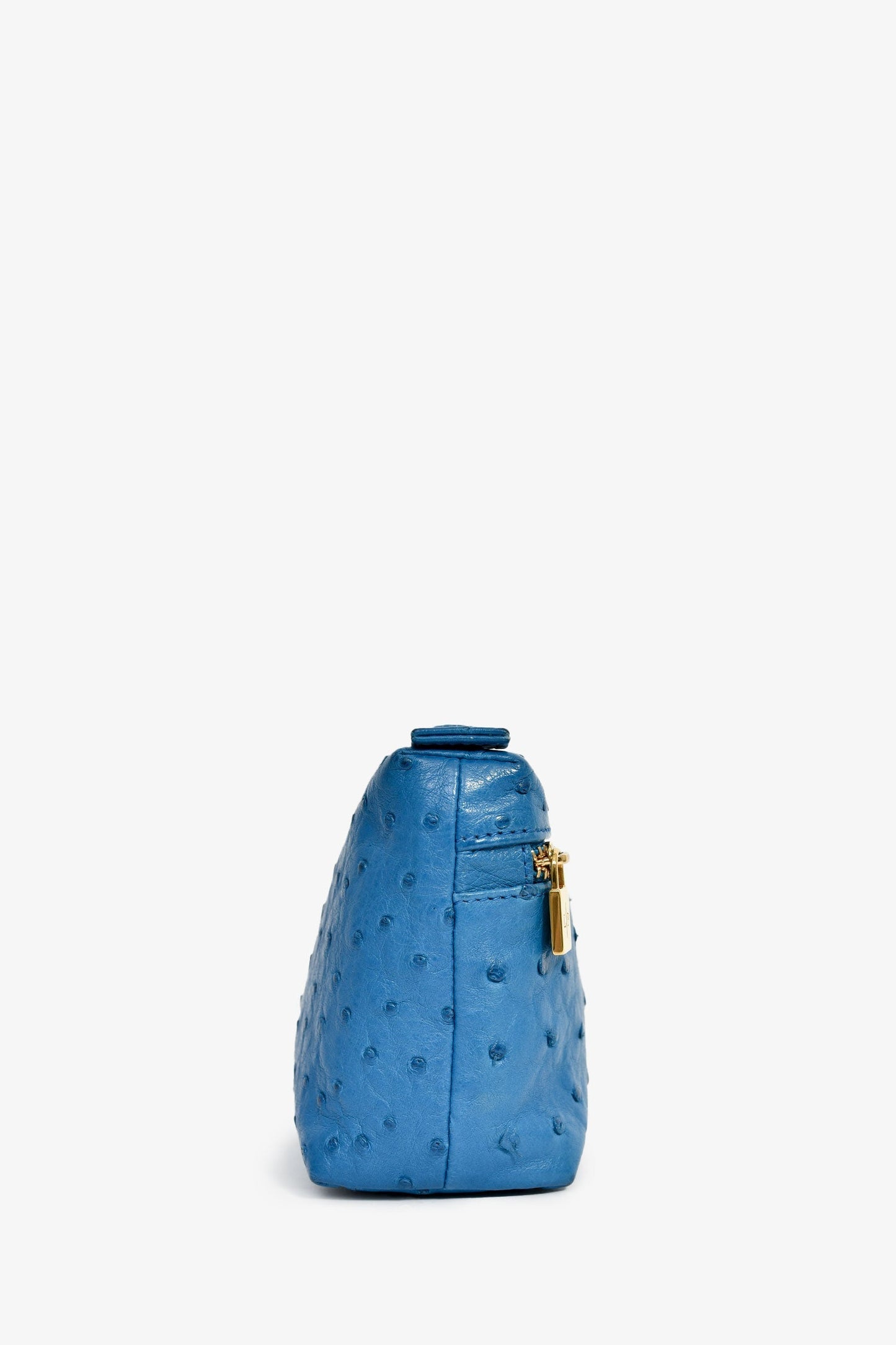 Loro Piana Blue Ostrich Leather L19 Top Handle Bag