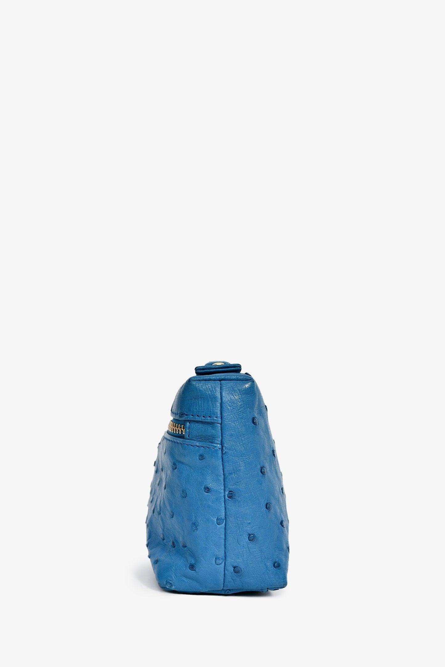 Loro Piana Blue Ostrich Leather L19 Top Handle Bag