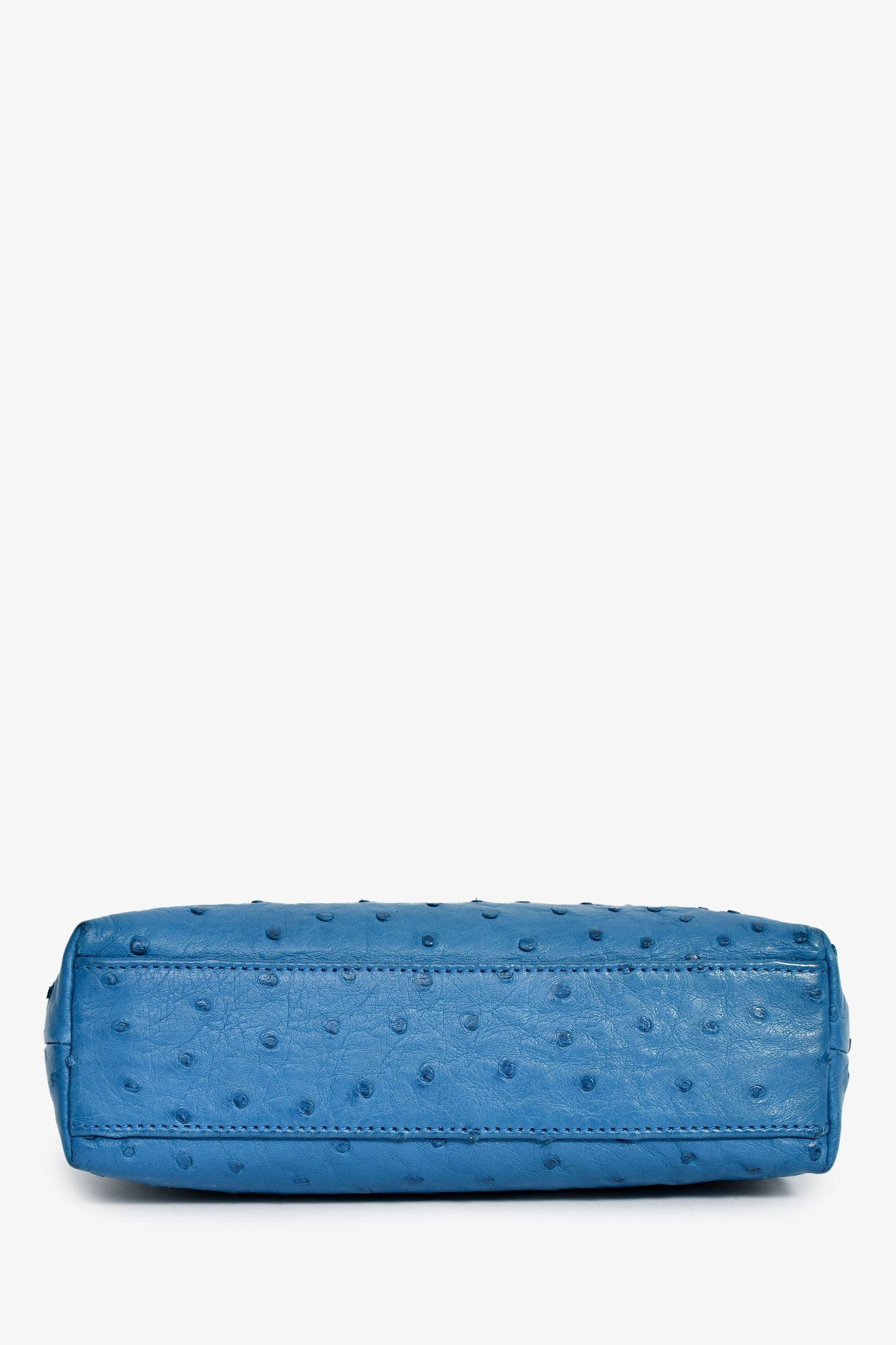 Loro Piana Blue Ostrich Leather L19 Top Handle Bag