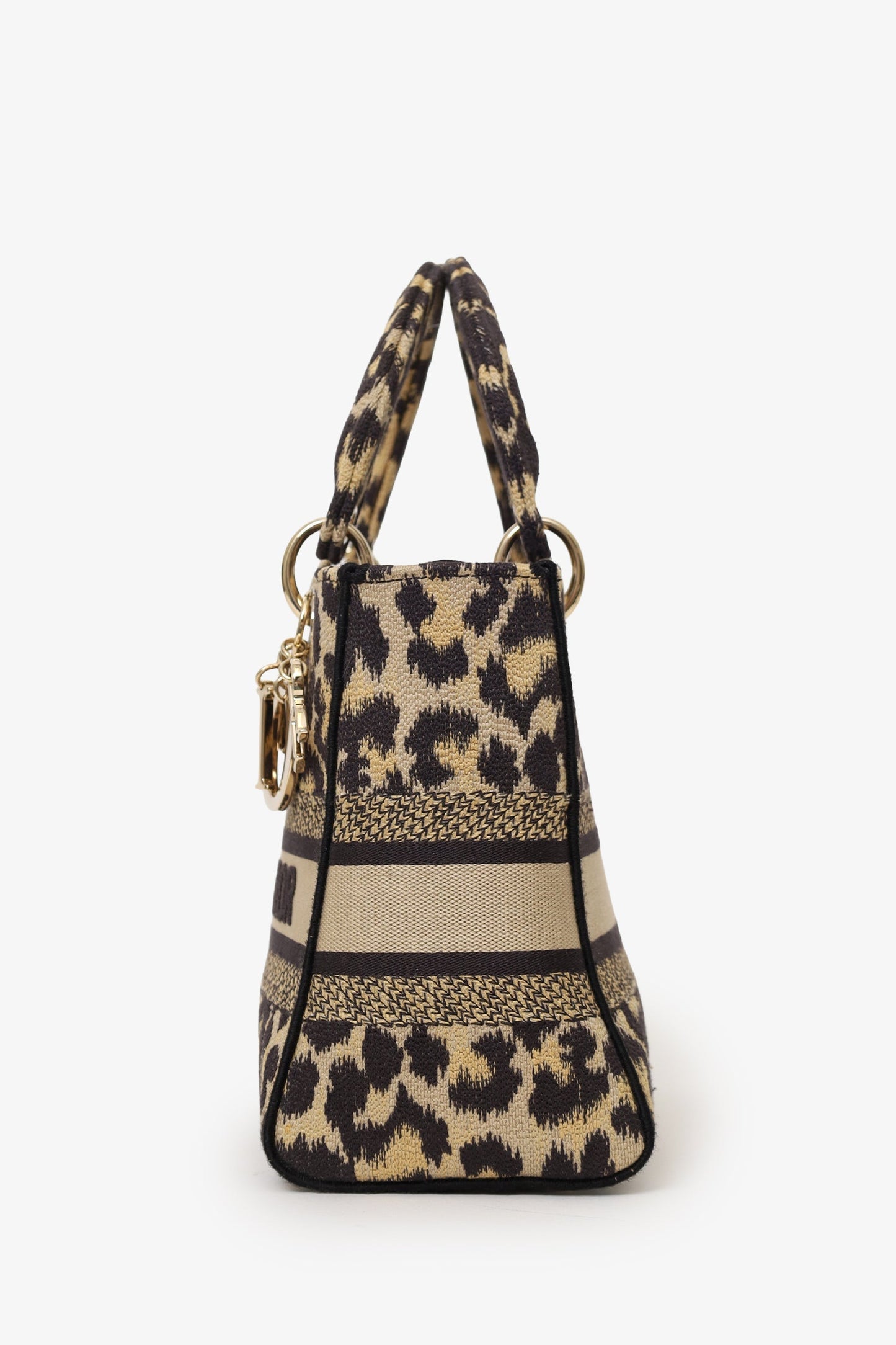 Christian Dior 2021 Leopard Print Canvas Medium Lady Dior Bag with Strap