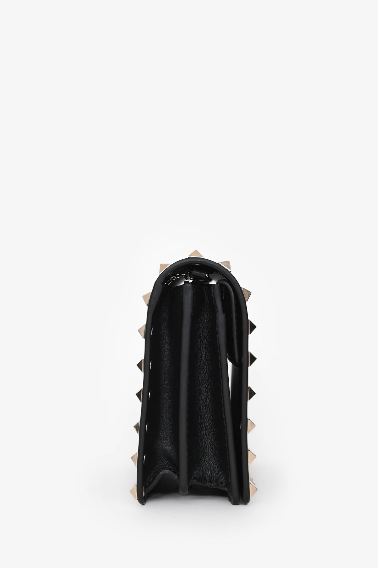 Valentino Black Leather Rockstud Mini Chain Pouch Bag