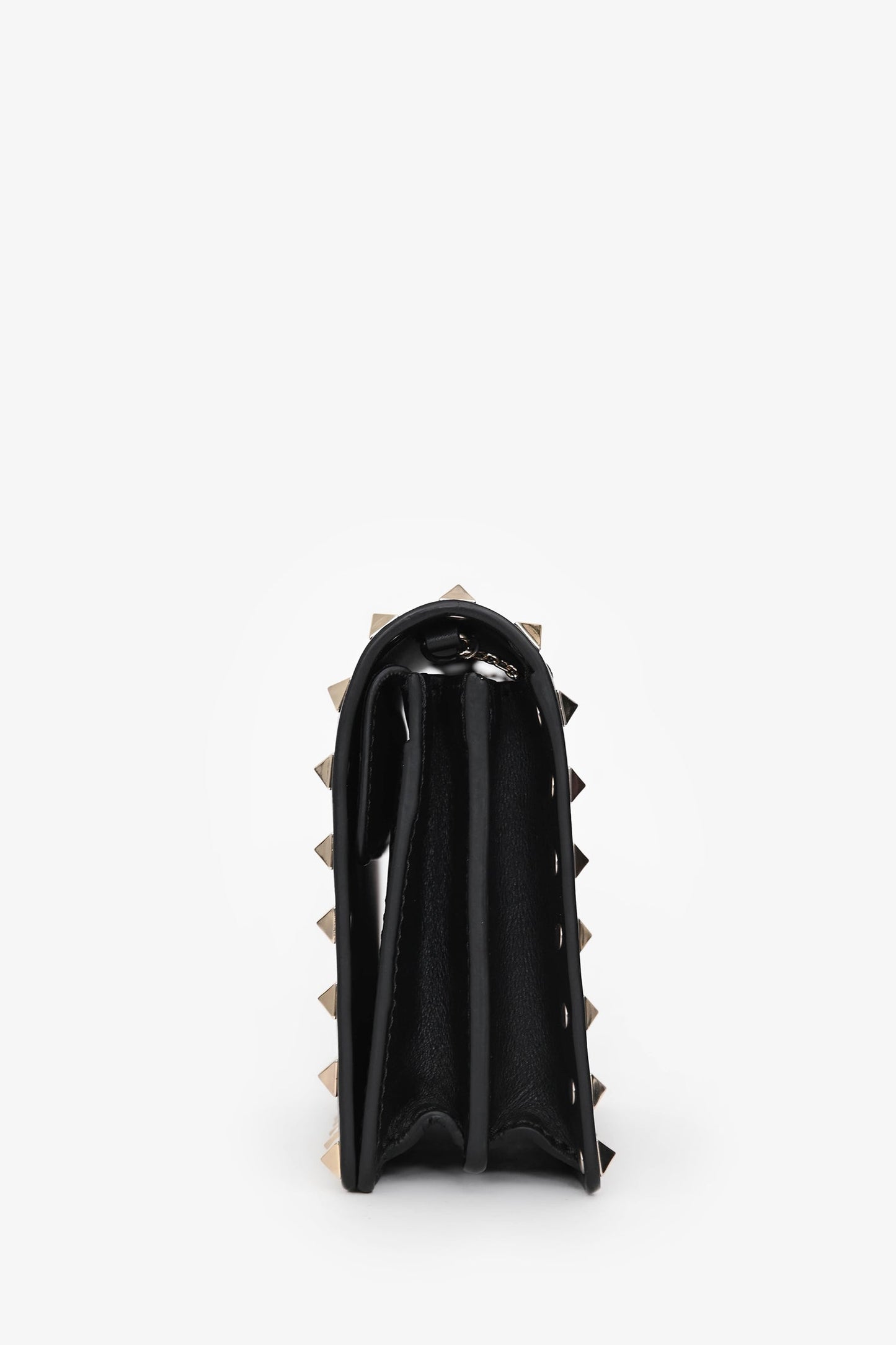 Valentino Black Leather Rockstud Mini Chain Pouch Bag