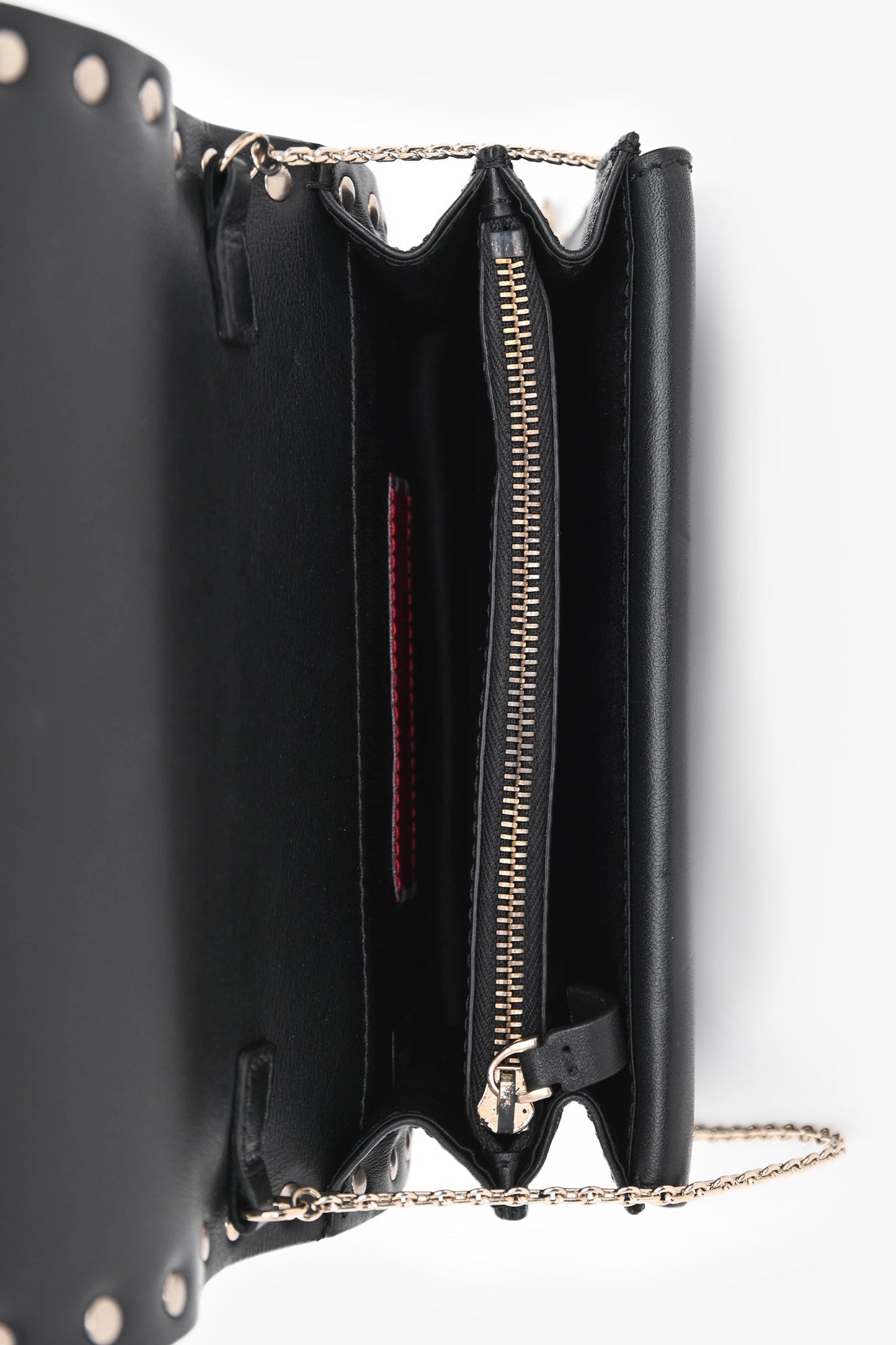 Valentino Black Leather Rockstud Mini Chain Pouch Bag