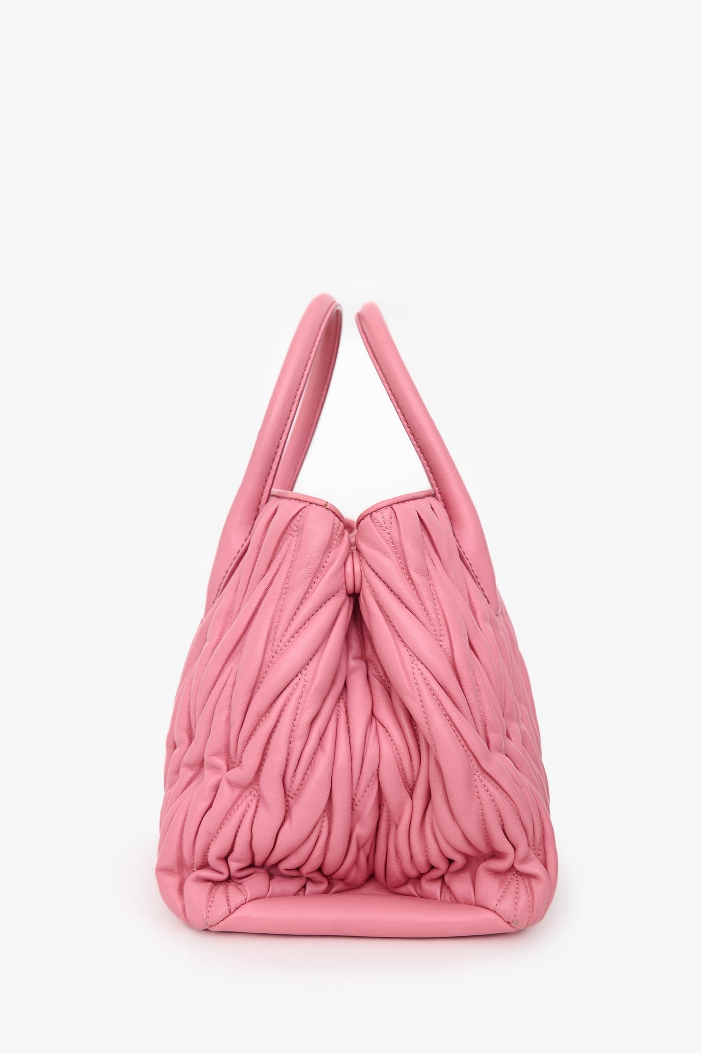 Miu Miu Pink Matelasse Leather Small Tote Bag with Strap