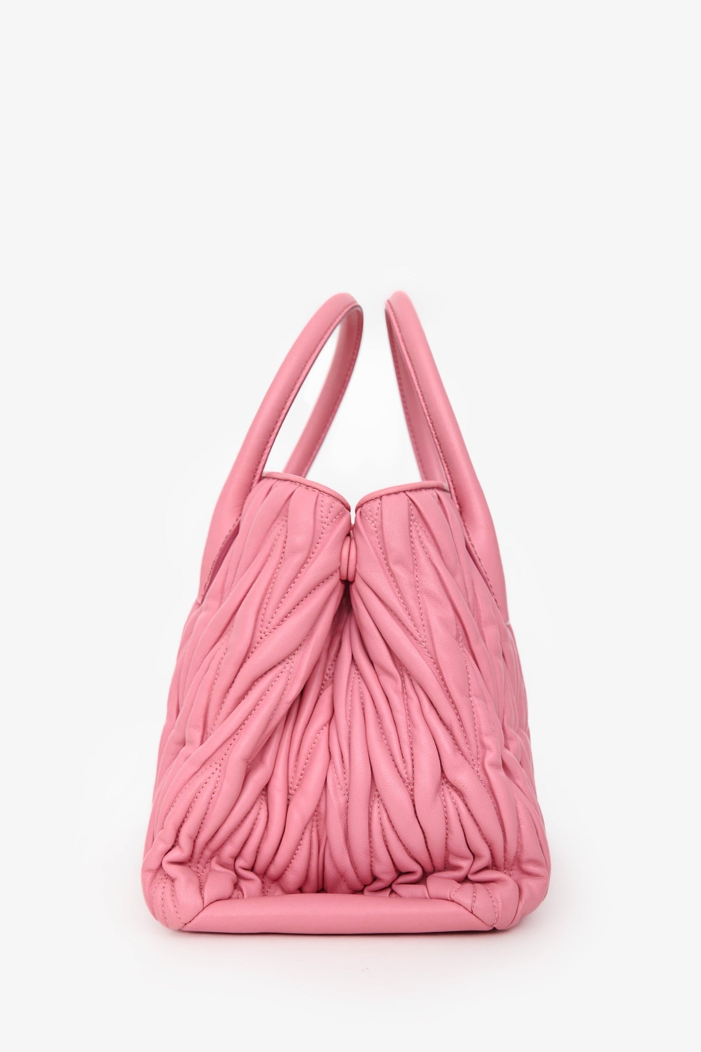 Miu Miu Pink Matelasse Leather Small Tote Bag with Strap