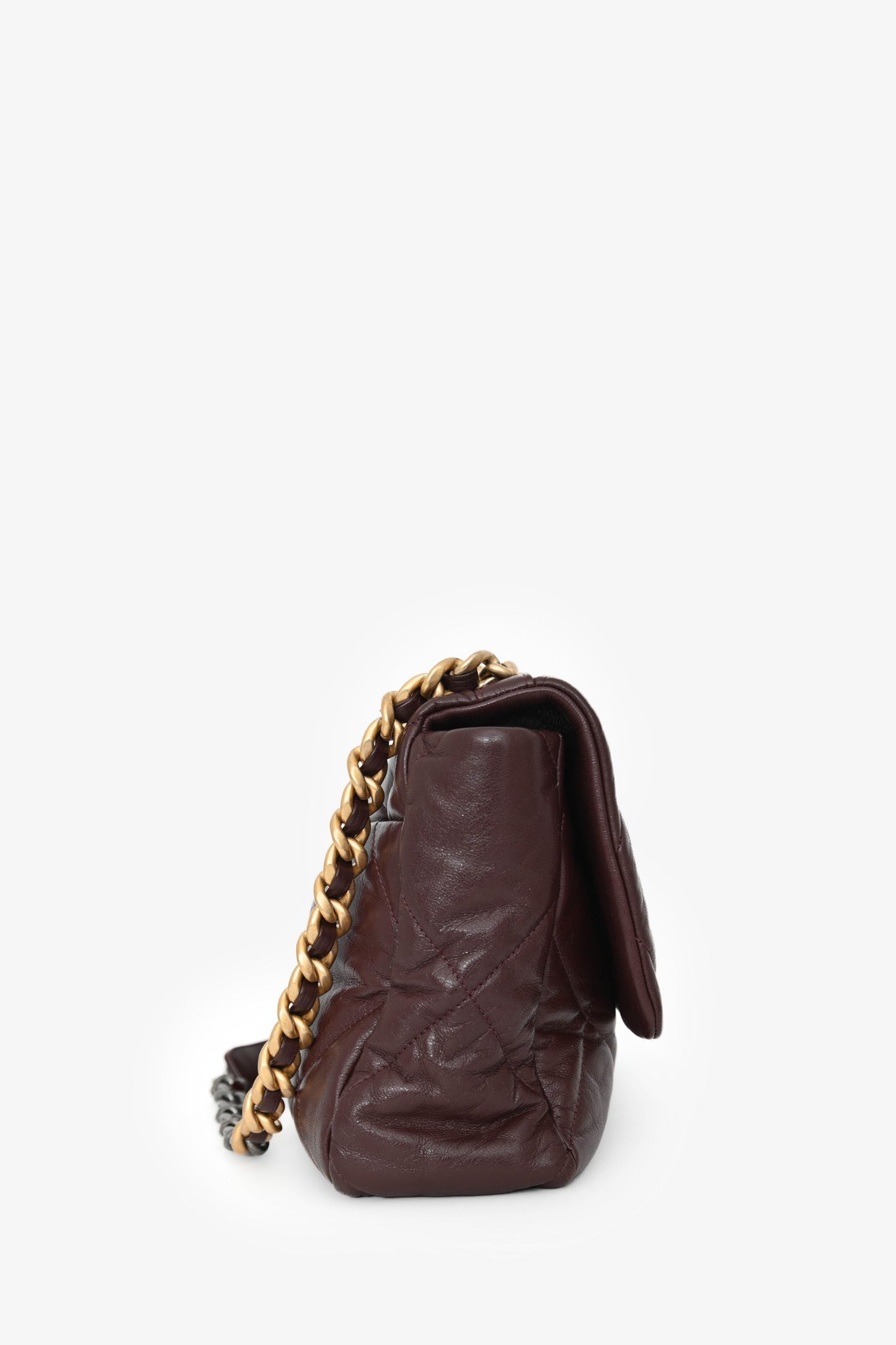 Chanel™ 2019-20 Burgundy Leather Large 19 Flap Chain Bag