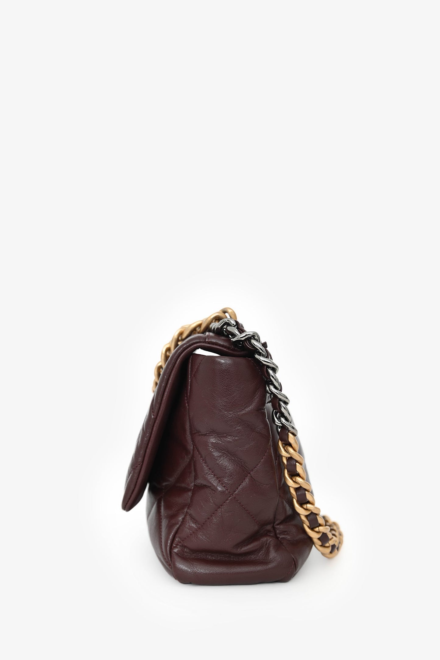 Chanel™ 2019-20 Burgundy Leather Large 19 Flap Chain Bag