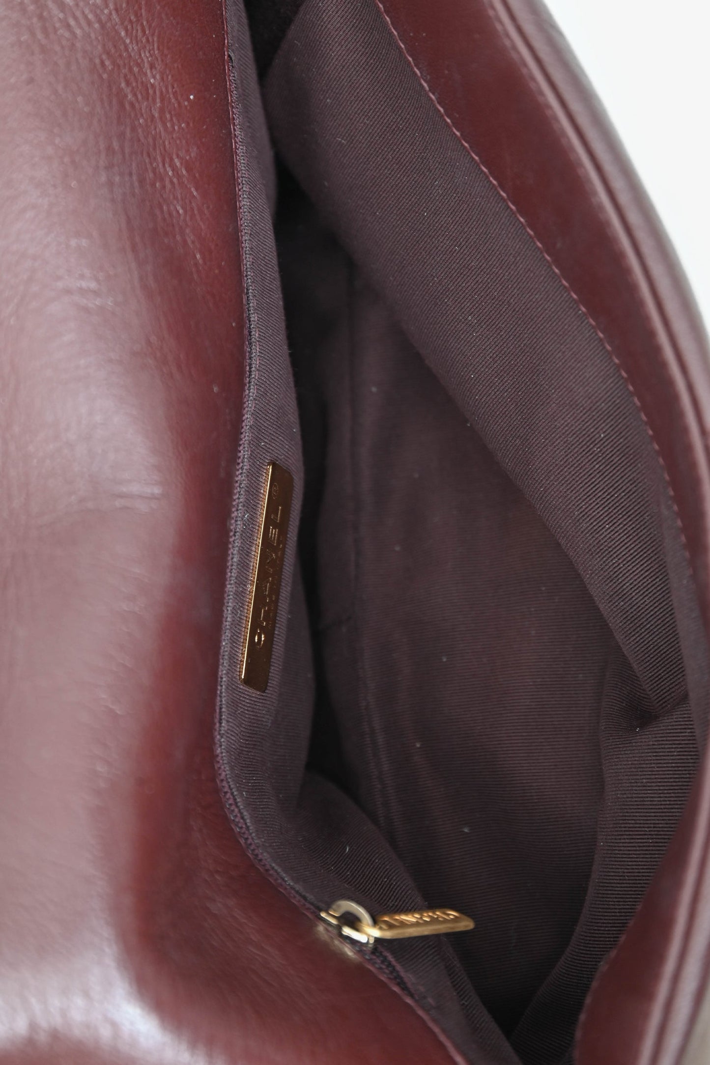 Chanel™ 2019-20 Burgundy Leather Large 19 Flap Chain Bag
