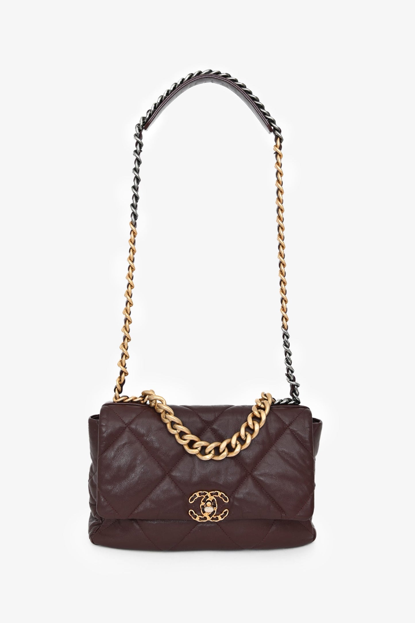 Chanel™ 2019-20 Burgundy Leather Large 19 Flap Chain Bag