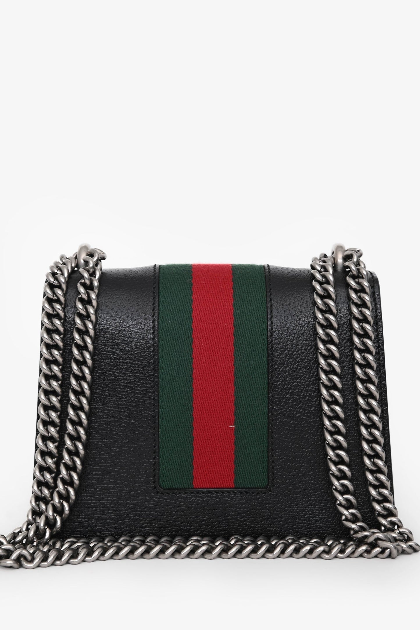 Gucci Black Leather Mini Dionysus Web Mixed Hardware Chain Bag
