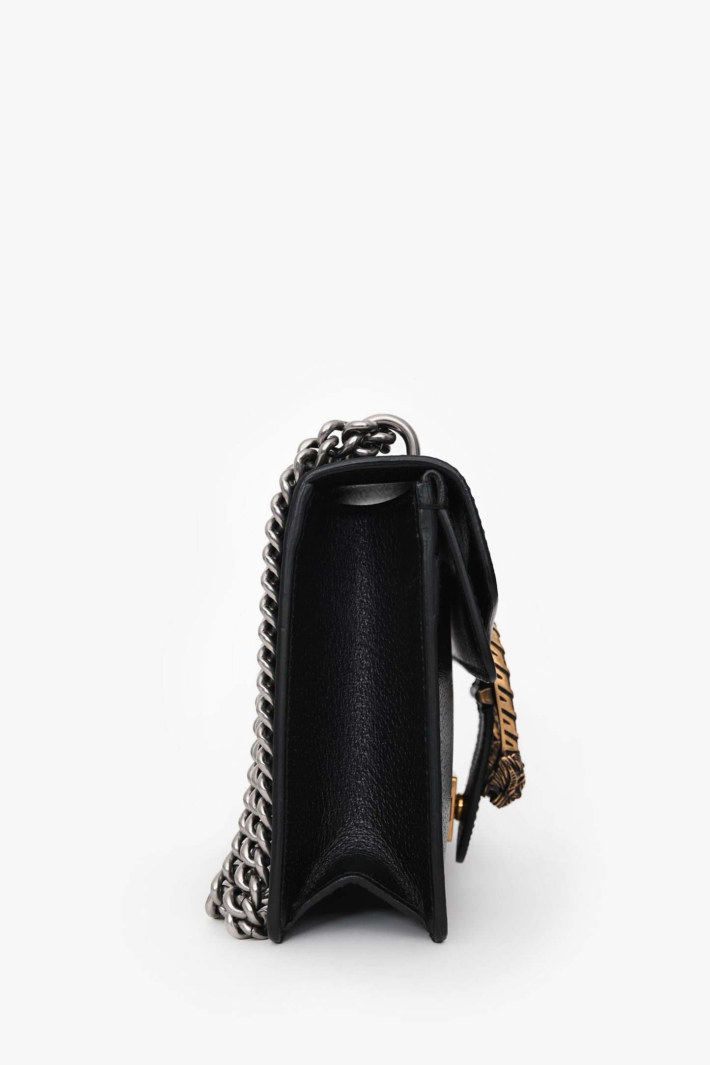 Gucci Black Leather Mini Dionysus Web Mixed Hardware Chain Bag