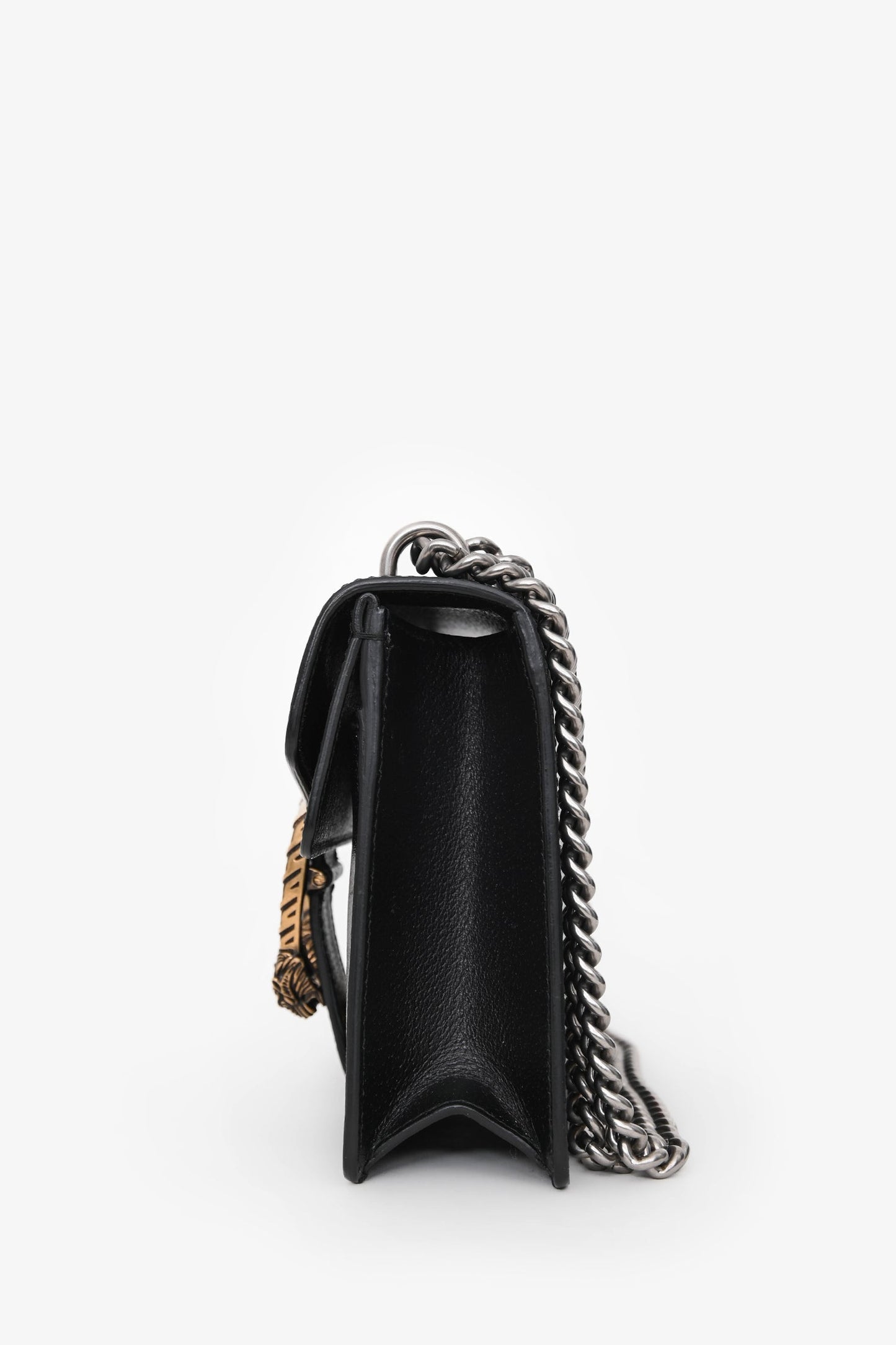 Gucci Black Leather Mini Dionysus Web Mixed Hardware Chain Bag