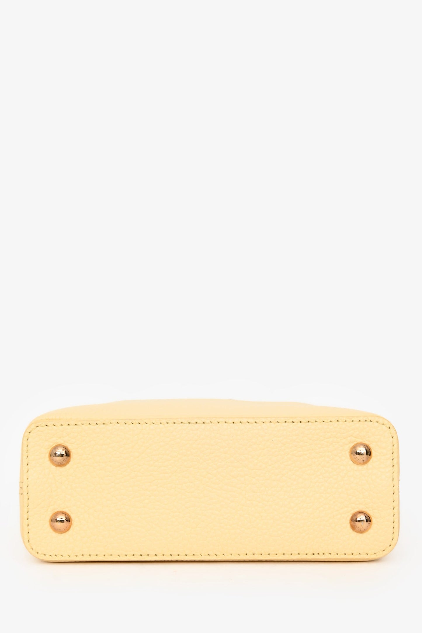Louis Vuitton Pale Yellow Grained Leather Python Trim Mini Capucines Top Handle with Strap